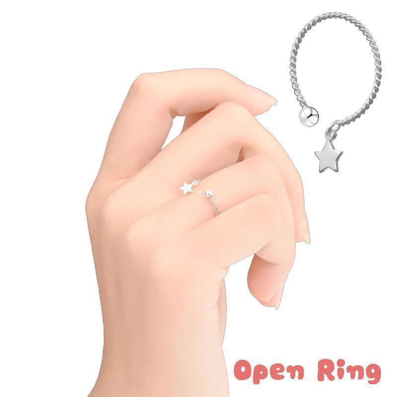 指輪 リング 星 オープンリング スター チャーム レディース アクセサリー ジュエリー シルバーカラー シンプル プレゼント ギフト