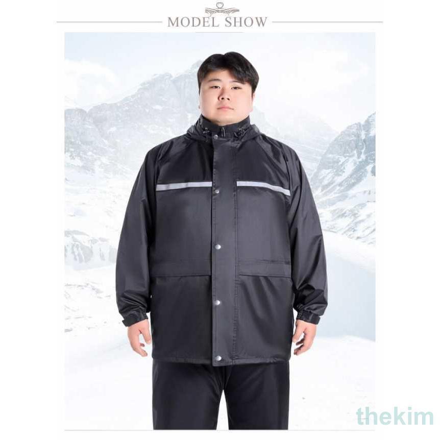 反射テープ通学大きいサイズ大人ビッグサイズレインウェアセットアップ上下セットポケットあり梅雨セットアップ防水雨具