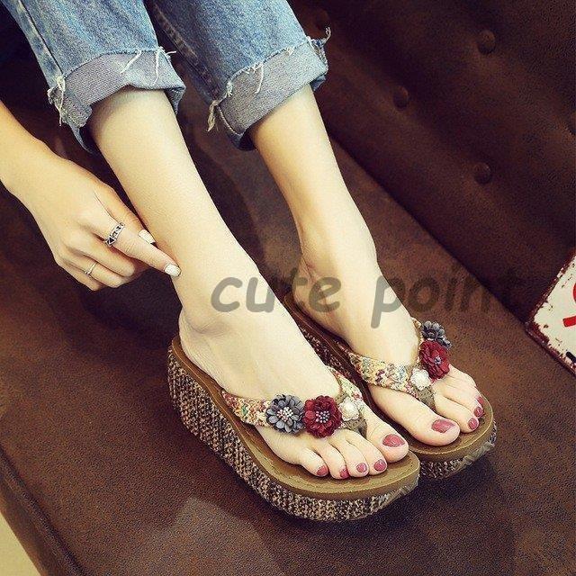 サンダル ミュール レディース 春夏 履きやすい サンダル 厚底ミュール サンダル フラット 花 ビーチサンダル 美脚 シューズ 歩きやすい カジュアル オシャレ