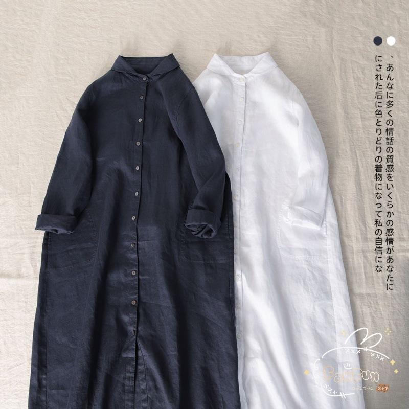 ロングシャツ レディース 羽織り シャツワンピース カーディガン 綿麻 コットンリネン 長袖 ロング ~おしょうが欲しい、ラフな白はおり~