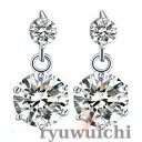 ピアス ダイヤ 2連粒ピアス 大粒 揺れるダイヤ プラチナ仕上げ シルバー925 cz レディース プレゼント