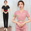ユニフォーム レディース 上下セット 半袖 七分袖 パンツ 通勤 サロン エステ ネイル 美容 化粧品販売 女性 制服 ネイルサロン クリニック 高級