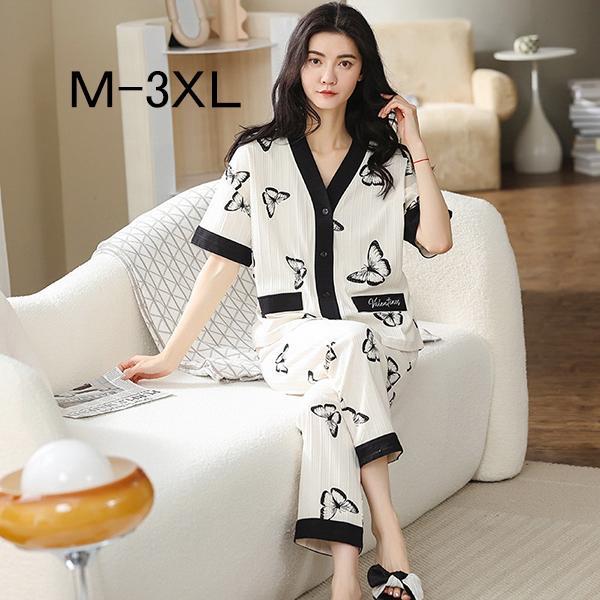 パジャマ レディース ルームウェア 部屋着 前開き 長袖長ズボン 上下セット Vネック 半袖 コットン 寝間着 おしゃれ 大きいサイズ 吸湿 柔らかい ゆったり 春 夏