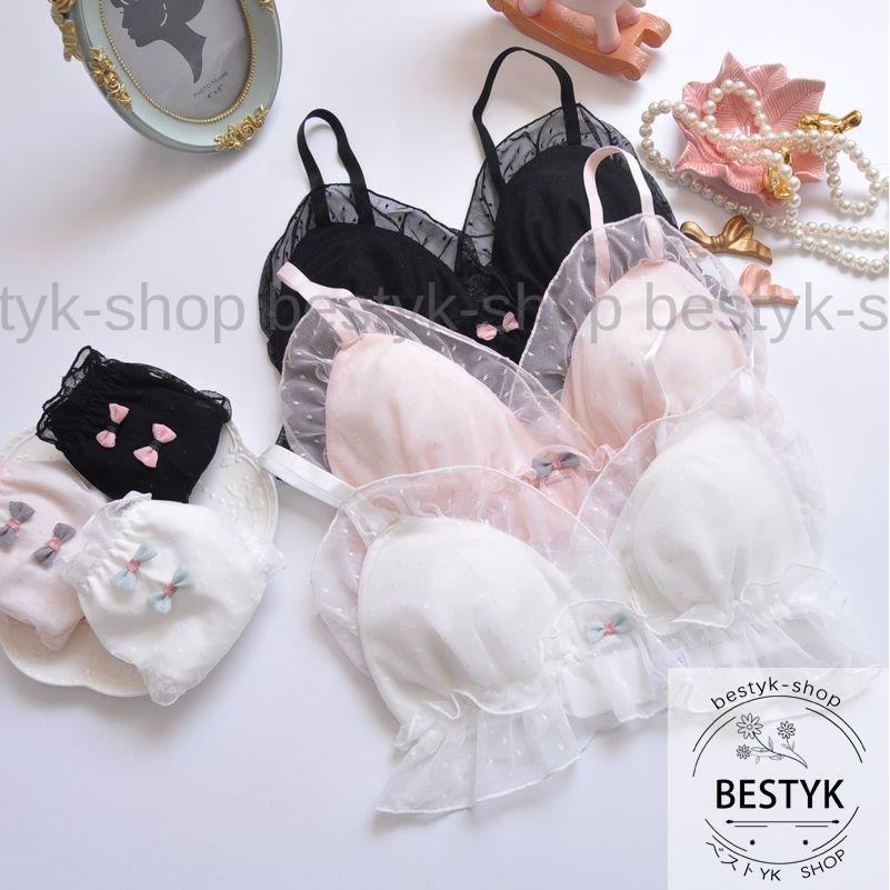 ブラ ショーツ ランジェリー 小胸 学生 少女 ノンワイヤーブラ 睡眠 三角ブラ 夏 レディース ブラジャー 上下 セット 下着 女性 勝負下着 可愛い