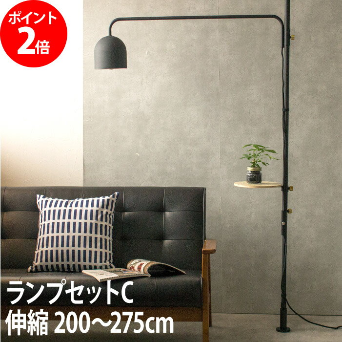 照明器具 つっぱり棒 フロアライト DRAW A LINE ドローアライン 照明 ランプセットC 伸縮 200～275cm 屋内 縦置き専用 LED対応 インテリアライト 横置き専用 突っ張り棒 強力 アイアン インテリア おしゃれ かわいい 一人暮らし 鉄 TENT 平安伸銅工業