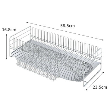 水切りかご おしゃれ 下村企販 燕三条 水切りラック ステンレス 水切りカゴ ロングワイド オールステンレス 日本製 国産 ドレーナー ワイヤー カトラリー入れ 箸置き付き 箸入れ