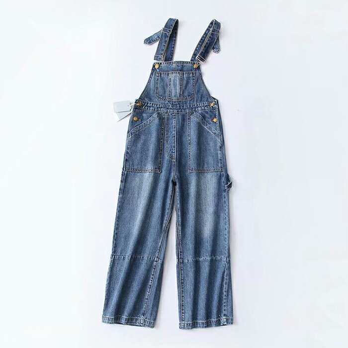 【セール】サロペット　デニム　サスペンダー　ズボン　レデイース　オールインワン　デニムパンツ　ジーンズ　カジュアル　シンプル　春夏　秋　入学式　卒園式　大人　上品　オフィス　九分　　オシャレ　調整ストラップ