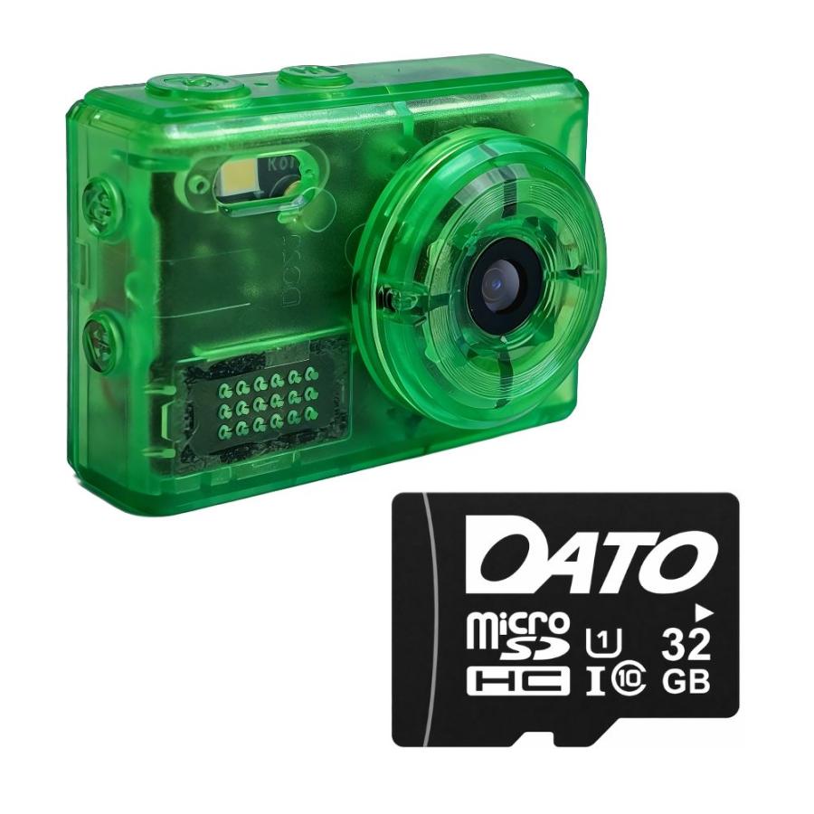 SAC CONNECT MINIカメラ SMC01-TGNMSD32 ( 32GB microSDカードつき 約100万画素 CMOSセンサー 固定焦点 0.96インチ液晶画面 動画撮影 レトロモード 小型デジタルカメラ) クリアグリーン