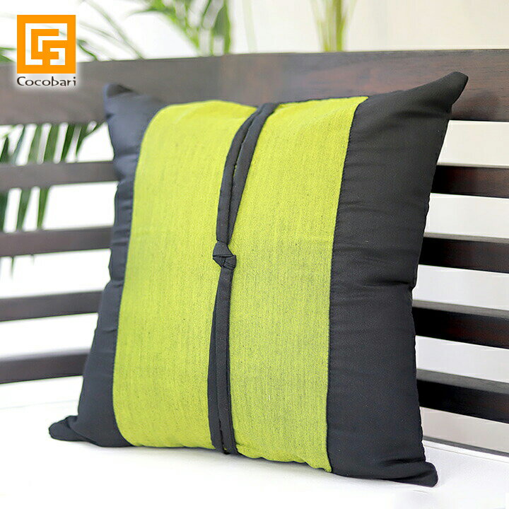 クッションカバー アジアン(緑×黒) 40cm×40cm 【 和室 アジアン 雑貨 バリ 雑貨 おしゃれ 検針済 】《メール便対応可》