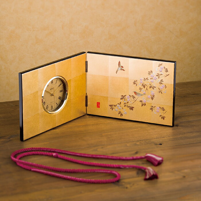 箔一 花見鳥 屏風時計 内祝 内祝い お祝 御祝 記念品 出産内祝い プレゼント 快気祝い 粗供養 引出物 [2]