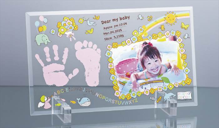 フォトデコム クリアガラス手形足形お仕立て券 PDM10101 内祝 内祝い お祝 御祝 記念品 出産内祝い プレゼント 快気祝い 粗供養 引出物