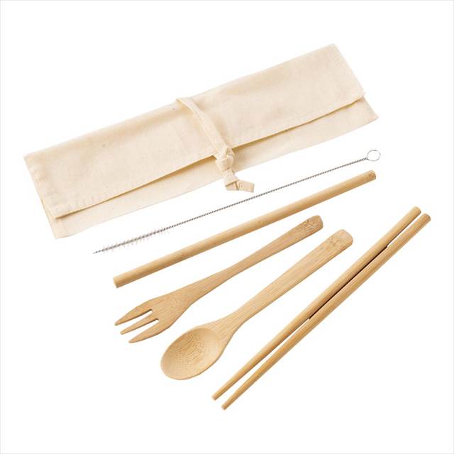 カトラリーセット バンブータイプ（5点） TS-1691-008 景品 記念品 粗品 ノベルティ 名入れ 御挨拶 ご..