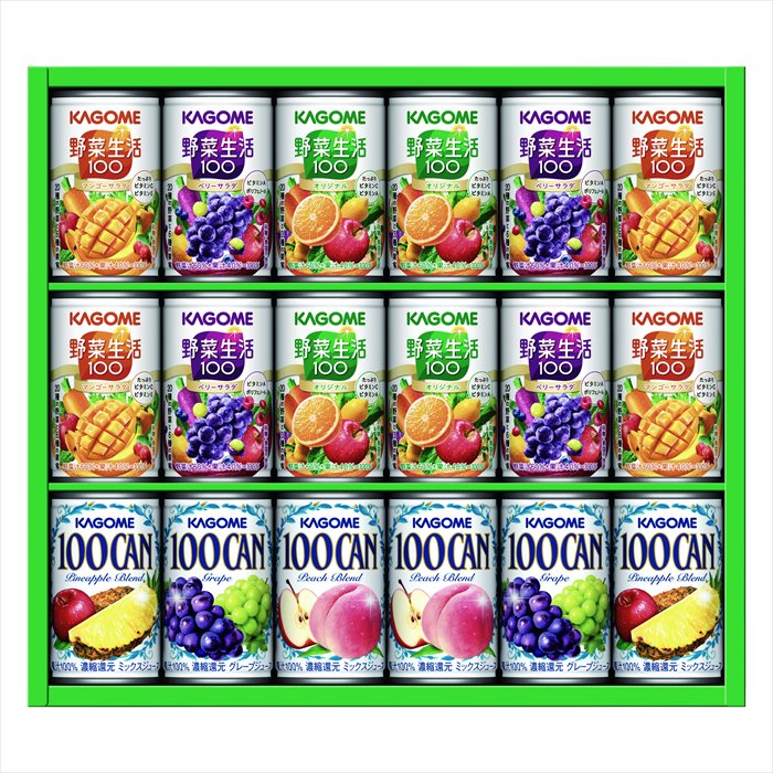 ■商品内容：100CAN 160g（パインアップルブレンド・ピーチブレンド・グレープ）×各2、野菜生活100 160g（オリジナル・ベリーサラダ・マンゴーサラダ）×各4 ■パッケージサイズ：箱サイズ:294×348×62（80サイズ） ■賞味期限：製造後545日 ■アレルギー：オレンジ・りんご・バナナ・もも メーカー希望小売価格はメーカーカタログに基づいて掲載しています ■さまざまなギフトアイテムをご用意しております。 内祝　内祝い　お祝い返し　ウェディングギフト　ブライダルギフト　引き出物　引出物　結婚引き出物　結婚引出物　結婚内祝い　出産内祝い 命名内祝い　入園内祝い　入学内祝い　卒園内祝い　卒業内祝い　就職内祝い　新築内祝い　引越し内祝い　快気内祝い　開店内祝い　二次会 披露宴　お祝い　御祝　結婚式　結婚祝い　出産祝い　初節句　七五三　入園祝い　入学祝い　卒園祝い　卒業祝い　成人式　就職祝い　昇進祝い 新築祝い　上棟祝い　引っ越し祝い　引越し祝い　開店祝い　退職祝い　快気祝い　全快祝い　初老祝い　還暦祝い　古稀祝い　喜寿祝い　傘寿祝い 米寿祝い　卒寿祝い　白寿祝い　長寿祝い　金婚式　銀婚式　ダイヤモンド婚式　結婚記念日　ギフト　ギフトセット　セット　詰め合わせ　贈答品　お返し お礼　御礼　ごあいさつ　ご挨拶　御挨拶　プレゼント　お見舞い　お見舞御礼　お餞別　引越し　引越しご挨拶　記念日　誕生日　父の日　母の日　敬老の日 記念品　卒業記念品　定年退職記念品　ゴルフコンペ　コンペ景品　景品　賞品　粗品　お香典返し　香典返し　志　満中陰志　弔事　会葬御礼　法要 法要引き出物　法要引出物　法事　法事引き出物　法事引出物　忌明け　四十九日　七七日忌明け志　一周忌　三回忌　回忌法要　偲び草　粗供養　初盆 供物　お供え　お中元　御中元　お歳暮　御歳暮　お年賀　御年賀　残暑見舞い　年始挨拶　ボーリング大会　景品　レミパン　ゼリー　スターバックス 千疋屋　結婚式　そうめん　ローラアシュレイ　プリン　話題　ディズニー　カタログギフト　ティファール　ビタクラフト　ステンレスタンブラー　リラックマ のし無料　メッセージカード無料　ラッピング無料 ギフトにぴったりのアイテムをご紹介！ 贈り物に悩んでいる方へ、心温まるギフトアイテムを取り揃えました。高品質な食品、ふわふわのタオル、美しい食器、そしてセンスあふれる雑貨まで、幅広いラインナップであなたの大切な人への思いを伝えます。 特徴 高品質：厳選された素材と丁寧な製造工程で作られた商品ばかり。どれも長く愛用いただけます。 多用途：どんなシーンでも使える万能アイテムが揃っています。誕生日、結婚祝い、新築祝いなど、さまざまな場面に最適です。 デザイン：シンプルで洗練されたデザインから、カラフルで個性的なものまで、多彩なバリエーションをご用意。 お手頃価格：高品質ながら手ごろな価格で、コストパフォーマンスも抜群。 おすすめの用途とシーン 誕生日プレゼント：大切な人の特別な日を祝うために、実用的かつ心温まるギフトを。食品やタオルは、日常で役立つアイテムとして喜ばれます。 結婚祝い：新しい生活を始めるカップルに、美しい食器やおしゃれな雑貨を。幸せな家庭を築くお手伝いができます。 新築祝い：新しい家に引っ越した友人や家族へ、インテリアにぴったりの雑貨や実用的なタオルを。快適な生活をサポートします。 お返しギフト：感謝の気持ちを込めて、おしゃれで実用的なアイテムを。食品はもちろん、使い心地の良いタオルや美しい食器も喜ばれます。 季節の贈り物：お中元やお歳暮、季節の挨拶として、季節に合ったギフトを。夏には涼しげな雑貨、冬には温かみのあるタオルや食品が最適です。 贈る相手に合わせたおすすめ グルメな方へ：美味しい食品を贈れば、食卓が一層華やかに。特別な時間を演出します。 家庭的な方へ：ふわふわのタオルや使いやすい食器で、日常生活に彩りを。 オシャレな方へ：センスあふれる雑貨で、インテリアを一層魅力的に。 まとめ あなたの気持ちを込めたギフト選びをお手伝いします。どれも心を込めて選んだアイテムばかりです。大切な人への贈り物として、自信を持っておすすめします。 商品概要 [分類] 以下のような商品をお探しの方にオススメです。スイーツ スィーツ スウィーツ Sweets ケーキ お菓子 洋菓子 デザート おやつ 小腹対策 食品 食べ物 / チョコレートケーキ チョコレート ガトーショコラ チーズケーキ 生菓子 生ケーキ ベイクドチーズケーキ [評価・マスコミ] ランキング1位のおすすめ(お勧め オススメ) インスタ映え SNS 評判 今話題の人気商品 [サービス] 以下のサービスをご利用いだだけます。不可の場合あり。お取り寄せ 全国配送 全国発送 オーダー 注文 デリバリー 取寄せ 宅配 ネット通販 持ち運び可 / 送料無料 送料込み 無料ギフト対応 日持ち長い 長期保存 賞味期限が長い 名入れ 当日発送 お急ぎ便 即日配送 即日発送 翌日配送 翌日発送 前日に買う あす楽 明日楽 即納 翌日 あす着 明日届く 配送日指定可 冷凍保存可 冷凍保管 冷凍便 ギフトラッピング ギフト対応 予約 メッセージ付き 有料メッセージカード 有料お誕生日カード ホワイトデー当日お届け可能 [パッケージ] 　 以下のような包装でお届けします。詰め合わせ セット アソート 化粧箱入り ラッピング不要 個包装 小分け 手提げ袋（有償） 2重梱包 [デザイン] 以下のようなイメージをお求めの方におすすめです。お洒落 可愛い ゴージャス 高級感 プレミアム サプライズ感 美しい インパクト 面白い 珍しい 希少 驚き シンプル 上品 スタイリッシュ エレガント モダン [ご用途] 工夫次第で様々な用途でご利用いただけます。贈り物 プレゼント ギフト プチギフト 贈答品 お祝い 御祝い 退職祝い 内祝い 出産祝い 出産内祝い 入学祝い 卒業祝い ご褒美 手土産 お土産 お使い物 お返し お礼 ご挨拶 ご進物 お配り 配る ばらまき バレンタインデー バレンタインデイ ヴァレンタイン 友チョコ 義理チョコ 本命チョコ 逆チョコ バレンタインチョコ ホワイトデー ホワイトデイ ホワイトデーのお返し 七五三 ひな祭り こどもの日 ハロウィン クリスマス お中元 お年賀 ウインターギフト 御中元 御歳暮 サマーギフト 残暑見舞い お歳暮 母の日 父の日 敬老の日 敬老会記念品 敬老会 結婚祝い 結婚内祝い 結婚記念日 結婚式二次会 二次会のプチギフト 結婚披露宴の引き出物 引き菓子 ウエディングパーティー 成人祝い 長寿祝い 還暦祝い 古希祝い 古稀祝い 喜寿祝い 傘寿祝い 米寿祝い 卒寿祝い 白寿祝い 紀寿祝い 百寿祝い 成人式 セレモニー イベント 内祝い 快気祝い 快気内祝い 出産内祝い 出産祝い 記念日 お返し ご進物 御使い物 お礼 ご挨拶 御礼 ご祝儀 祝儀の品 お使い物 ノベルティー 粗品 景品 長寿 法事 法要 仏事 年忌法事 志 粗供養 供養返し 香典返し 満中陰志 御供え お供え 御供物 弔事 七五三 ひな祭り 入学祝い 卒業祝い 卒園祝い 退職祝い 入社祝い 成人式 成人式のお祝い 朝食 食事代わり ティータイム ブレイクタイム ホームパーティー クリスマスケーキ 誕生日プレゼント 誕生祝い バースデーケーキ 学校 会社 職場 法人 取引先 部活 イベント サークル 介護施設 [おすすめの方] 以下のような様々なお客様にお喜びいただいております。10代 20代 30代 40代 50代 60代 70代 80代 90代 100歳以上 お母さん お父さん ママ パパ 兄弟姉妹 彼氏 彼女 恋人 義理の母 叔父さん 親戚の お嬢さん 大家族 家族 赤ちゃん 祖父 祖母 叔父 叔母 孫 おじいちゃん おばあちゃん じいじ ばあば 夫 旦那 妻 奥様 お嫁さん 奥さん 親 両親 娘 同僚 友達 仲間 友人 親友 上司 部下 先輩 後輩 お世話になった方 恩師 先生 大人数 女友達 法人 女性 男性 大人 子ども 子供用 小学生 中学生 高校生 男の子 女の子 辛党 甘党 甘いものが苦手 高齢者 お年寄り [その他おすすめ] 以下のような商品に興味のある方にもオススメです。大量 大量購入 財布に優しい 大人数 業務用 大量スイーツ お試し コスパ良い /ギフト 早割 お中元 お歳暮 御見舞 お見舞い お取り寄せ グルメスイーツお中元 御中元 贈り物100CAN 160g（パインアップルブレンド・ピーチブレンド・グレープ）×各2、野菜生活100 160g（オリジナル・ベリーサラダ・マンゴーサラダ）×各4