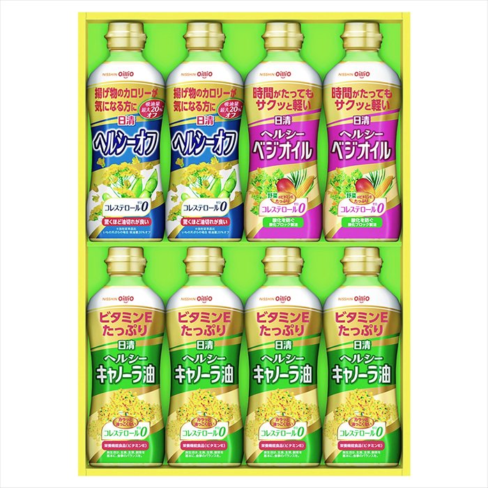 ■商品内容：日清ヘルシーキャノーラ油350gPET×4、日清ヘルシーオフ350gPET×2、日清ヘルシーベジオイル350gPET×2 ■パッケージサイズ：箱サイズ:425×306×58（80サイズ） ■賞味期限：製造後750日 ■アレルギー： メーカー希望小売価格はメーカーカタログに基づいて掲載しています ■さまざまなギフトアイテムをご用意しております。 内祝　内祝い　お祝い返し　ウェディングギフト　ブライダルギフト　引き出物　引出物　結婚引き出物　結婚引出物　結婚内祝い　出産内祝い 命名内祝い　入園内祝い　入学内祝い　卒園内祝い　卒業内祝い　就職内祝い　新築内祝い　引越し内祝い　快気内祝い　開店内祝い　二次会 披露宴　お祝い　御祝　結婚式　結婚祝い　出産祝い　初節句　七五三　入園祝い　入学祝い　卒園祝い　卒業祝い　成人式　就職祝い　昇進祝い 新築祝い　上棟祝い　引っ越し祝い　引越し祝い　開店祝い　退職祝い　快気祝い　全快祝い　初老祝い　還暦祝い　古稀祝い　喜寿祝い　傘寿祝い 米寿祝い　卒寿祝い　白寿祝い　長寿祝い　金婚式　銀婚式　ダイヤモンド婚式　結婚記念日　ギフト　ギフトセット　セット　詰め合わせ　贈答品　お返し お礼　御礼　ごあいさつ　ご挨拶　御挨拶　プレゼント　お見舞い　お見舞御礼　お餞別　引越し　引越しご挨拶　記念日　誕生日　父の日　母の日　敬老の日 記念品　卒業記念品　定年退職記念品　ゴルフコンペ　コンペ景品　景品　賞品　粗品　お香典返し　香典返し　志　満中陰志　弔事　会葬御礼　法要 法要引き出物　法要引出物　法事　法事引き出物　法事引出物　忌明け　四十九日　七七日忌明け志　一周忌　三回忌　回忌法要　偲び草　粗供養　初盆 供物　お供え　お中元　御中元　お歳暮　御歳暮　お年賀　御年賀　残暑見舞い　年始挨拶　ボーリング大会　景品　レミパン　ゼリー　スターバックス 千疋屋　結婚式　そうめん　ローラアシュレイ　プリン　話題　ディズニー　カタログギフト　ティファール　ビタクラフト　ステンレスタンブラー　リラックマ のし無料　メッセージカード無料　ラッピング無料 ギフトにぴったりのアイテムをご紹介！ 贈り物に悩んでいる方へ、心温まるギフトアイテムを取り揃えました。高品質な食品、ふわふわのタオル、美しい食器、そしてセンスあふれる雑貨まで、幅広いラインナップであなたの大切な人への思いを伝えます。 特徴 高品質：厳選された素材と丁寧な製造工程で作られた商品ばかり。どれも長く愛用いただけます。 多用途：どんなシーンでも使える万能アイテムが揃っています。誕生日、結婚祝い、新築祝いなど、さまざまな場面に最適です。 デザイン：シンプルで洗練されたデザインから、カラフルで個性的なものまで、多彩なバリエーションをご用意。 お手頃価格：高品質ながら手ごろな価格で、コストパフォーマンスも抜群。 おすすめの用途とシーン 誕生日プレゼント：大切な人の特別な日を祝うために、実用的かつ心温まるギフトを。食品やタオルは、日常で役立つアイテムとして喜ばれます。 結婚祝い：新しい生活を始めるカップルに、美しい食器やおしゃれな雑貨を。幸せな家庭を築くお手伝いができます。 新築祝い：新しい家に引っ越した友人や家族へ、インテリアにぴったりの雑貨や実用的なタオルを。快適な生活をサポートします。 お返しギフト：感謝の気持ちを込めて、おしゃれで実用的なアイテムを。食品はもちろん、使い心地の良いタオルや美しい食器も喜ばれます。 季節の贈り物：お中元やお歳暮、季節の挨拶として、季節に合ったギフトを。夏には涼しげな雑貨、冬には温かみのあるタオルや食品が最適です。 贈る相手に合わせたおすすめ グルメな方へ：美味しい食品を贈れば、食卓が一層華やかに。特別な時間を演出します。 家庭的な方へ：ふわふわのタオルや使いやすい食器で、日常生活に彩りを。 オシャレな方へ：センスあふれる雑貨で、インテリアを一層魅力的に。 まとめ あなたの気持ちを込めたギフト選びをお手伝いします。どれも心を込めて選んだアイテムばかりです。大切な人への贈り物として、自信を持っておすすめします。 商品概要 [分類] 以下のような商品をお探しの方にオススメです。スイーツ スィーツ スウィーツ Sweets ケーキ お菓子 洋菓子 デザート おやつ 小腹対策 食品 食べ物 / チョコレートケーキ チョコレート ガトーショコラ チーズケーキ 生菓子 生ケーキ ベイクドチーズケーキ [評価・マスコミ] ランキング1位のおすすめ(お勧め オススメ) インスタ映え SNS 評判 今話題の人気商品 [サービス] 以下のサービスをご利用いだだけます。不可の場合あり。お取り寄せ 全国配送 全国発送 オーダー 注文 デリバリー 取寄せ 宅配 ネット通販 持ち運び可 / 送料無料 送料込み 無料ギフト対応 日持ち長い 長期保存 賞味期限が長い 名入れ 当日発送 お急ぎ便 即日配送 即日発送 翌日配送 翌日発送 前日に買う あす楽 明日楽 即納 翌日 あす着 明日届く 配送日指定可 冷凍保存可 冷凍保管 冷凍便 ギフトラッピング ギフト対応 予約 メッセージ付き 有料メッセージカード 有料お誕生日カード ホワイトデー当日お届け可能 [パッケージ] 　 以下のような包装でお届けします。詰め合わせ セット アソート 化粧箱入り ラッピング不要 個包装 小分け 手提げ袋（有償） 2重梱包 [デザイン] 以下のようなイメージをお求めの方におすすめです。お洒落 可愛い ゴージャス 高級感 プレミアム サプライズ感 美しい インパクト 面白い 珍しい 希少 驚き シンプル 上品 スタイリッシュ エレガント モダン [ご用途] 工夫次第で様々な用途でご利用いただけます。贈り物 プレゼント ギフト プチギフト 贈答品 お祝い 御祝い 退職祝い 内祝い 出産祝い 出産内祝い 入学祝い 卒業祝い ご褒美 手土産 お土産 お使い物 お返し お礼 ご挨拶 ご進物 お配り 配る ばらまき バレンタインデー バレンタインデイ ヴァレンタイン 友チョコ 義理チョコ 本命チョコ 逆チョコ バレンタインチョコ ホワイトデー ホワイトデイ ホワイトデーのお返し 七五三 ひな祭り こどもの日 ハロウィン クリスマス お中元 お年賀 ウインターギフト 御中元 御歳暮 サマーギフト 残暑見舞い お歳暮 母の日 父の日 敬老の日 敬老会記念品 敬老会 結婚祝い 結婚内祝い 結婚記念日 結婚式二次会 二次会のプチギフト 結婚披露宴の引き出物 引き菓子 ウエディングパーティー 成人祝い 長寿祝い 還暦祝い 古希祝い 古稀祝い 喜寿祝い 傘寿祝い 米寿祝い 卒寿祝い 白寿祝い 紀寿祝い 百寿祝い 成人式 セレモニー イベント 内祝い 快気祝い 快気内祝い 出産内祝い 出産祝い 記念日 お返し ご進物 御使い物 お礼 ご挨拶 御礼 ご祝儀 祝儀の品 お使い物 ノベルティー 粗品 景品 長寿 法事 法要 仏事 年忌法事 志 粗供養 供養返し 香典返し 満中陰志 御供え お供え 御供物 弔事 七五三 ひな祭り 入学祝い 卒業祝い 卒園祝い 退職祝い 入社祝い 成人式 成人式のお祝い 朝食 食事代わり ティータイム ブレイクタイム ホームパーティー クリスマスケーキ 誕生日プレゼント 誕生祝い バースデーケーキ 学校 会社 職場 法人 取引先 部活 イベント サークル 介護施設 [おすすめの方] 以下のような様々なお客様にお喜びいただいております。10代 20代 30代 40代 50代 60代 70代 80代 90代 100歳以上 お母さん お父さん ママ パパ 兄弟姉妹 彼氏 彼女 恋人 義理の母 叔父さん 親戚の お嬢さん 大家族 家族 赤ちゃん 祖父 祖母 叔父 叔母 孫 おじいちゃん おばあちゃん じいじ ばあば 夫 旦那 妻 奥様 お嫁さん 奥さん 親 両親 娘 同僚 友達 仲間 友人 親友 上司 部下 先輩 後輩 お世話になった方 恩師 先生 大人数 女友達 法人 女性 男性 大人 子ども 子供用 小学生 中学生 高校生 男の子 女の子 辛党 甘党 甘いものが苦手 高齢者 お年寄り [その他おすすめ] 以下のような商品に興味のある方にもオススメです。大量 大量購入 財布に優しい 大人数 業務用 大量スイーツ お試し コスパ良い /ギフト 早割 お中元 お歳暮 御見舞 お見舞い お取り寄せ グルメスイーツお中元 御中元 贈り物日清ヘルシーキャノーラ油350gPET×4、日清ヘルシーオフ350gPET×2、日清ヘルシーベジオイル350gPET×2