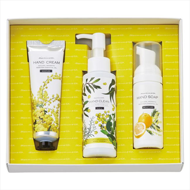ミアミモザ ハンドクリーム&ハンドクリーンジェル&ハンドソープ MC-CJHS50 内祝 内祝い お祝 御祝 記念品 出産内祝い プレゼント 快気祝い 粗供養 引出物