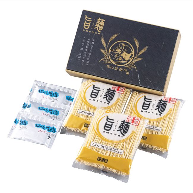 ■商品紹介：まるで生麺のようなのど越しと食感が特徴のこだわり麺に鶏ガラ、かつお節、昆布、帆立で出汁をとったコクのある醤油スープをセットしました。 ■商品内容：ラーメン麺（乾麺）（80g）・醤油スープ（35g）×各3 ■材質： ■重量：約46...