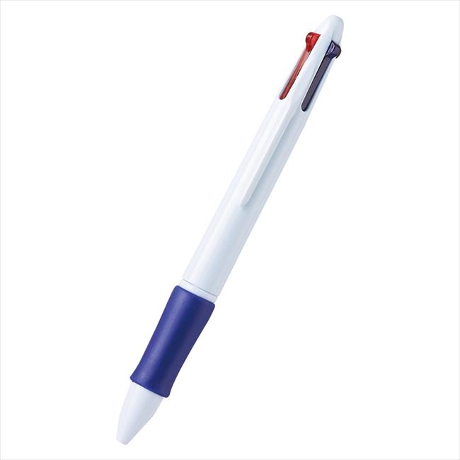 ■商品紹介：4芯で3色（黒×2、赤・青×各1）の多色ボールペン。 ■商品内容：本体（約φ12×140mm）×1 ■材質：AS・PS・合成ゴム ■重量：約12g ■原産国：中国製 メーカー希望小売価格はメーカーカタログに基づいて掲載しています...