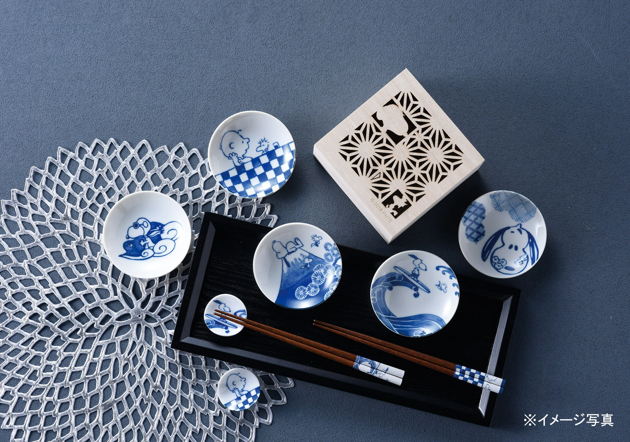 PEANUTS 染付 角皿5枚組 SN80-5...の紹介画像2