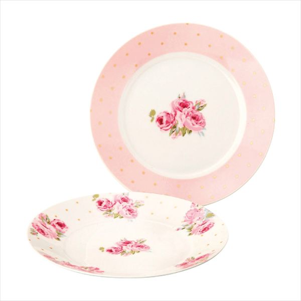 ローラ アシュレイ ポルカドット クチュールローズ ペアケーキプレートセット LA50-153 内祝 内祝い お祝 御祝 記念品 出産内祝い プレゼント 快気祝い 粗供養 引出物
