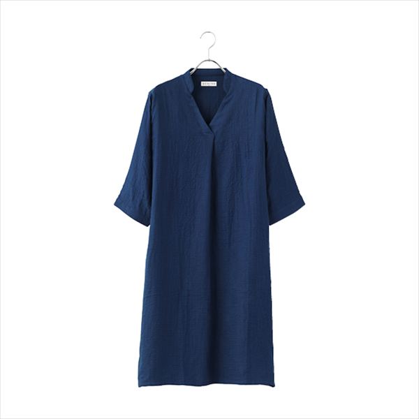 UCHINO マシュマロガーゼ七分袖タックワンピース ダークブルーL RC15820DB/L 内祝 内祝い お祝 御祝 記念品 出産内祝い プレゼント 快気祝い 粗供養 引出物