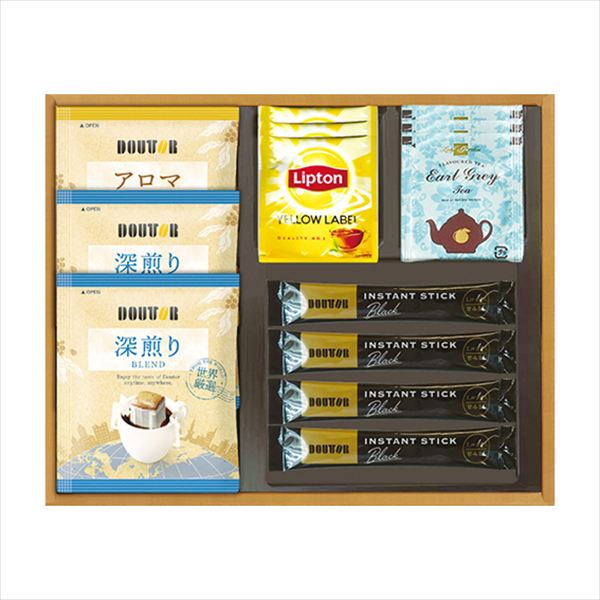 ■商品紹介内容/ドトールドリップコーヒー（アロマブレンド）×1・ドトールドリップコーヒー（深煎りブレンド）×2・リプトンイエローラベル×3・アールグレイ紅茶ティーバッグ×3・ドトールインスタントスティック（ブラック）×4 ■パッケージサイズ：箱寸/220×275×35 ■重量：約190g メーカー希望小売価格はメーカーカタログに基づいて掲載しています ■さまざまなギフトアイテムをご用意しております。 内祝　内祝い　お祝い返し　ウェディングギフト　ブライダルギフト　引き出物　引出物　結婚引き出物　結婚引出物　結婚内祝い　出産内祝い 命名内祝い　入園内祝い　入学内祝い　卒園内祝い　卒業内祝い　就職内祝い　新築内祝い　引越し内祝い　快気内祝い　開店内祝い　二次会 披露宴　お祝い　御祝　結婚式　結婚祝い　出産祝い　初節句　七五三　入園祝い　入学祝い　卒園祝い　卒業祝い　成人式　就職祝い　昇進祝い 新築祝い　上棟祝い　引っ越し祝い　引越し祝い　開店祝い　退職祝い　快気祝い　全快祝い　初老祝い　還暦祝い　古稀祝い　喜寿祝い　傘寿祝い 米寿祝い　卒寿祝い　白寿祝い　長寿祝い　金婚式　銀婚式　ダイヤモンド婚式　結婚記念日　ギフト　ギフトセット　セット　詰め合わせ　贈答品　お返し お礼　御礼　ごあいさつ　ご挨拶　御挨拶　プレゼント　お見舞い　お見舞御礼　お餞別　引越し　引越しご挨拶　記念日　誕生日　父の日　母の日　敬老の日 記念品　卒業記念品　定年退職記念品　ゴルフコンペ　コンペ景品　景品　賞品　粗品　お香典返し　香典返し　志　満中陰志　弔事　会葬御礼　法要 法要引き出物　法要引出物　法事　法事引き出物　法事引出物　忌明け　四十九日　七七日忌明け志　一周忌　三回忌　回忌法要　偲び草　粗供養　初盆 供物　お供え　お中元　御中元　お歳暮　御歳暮　お年賀　御年賀　残暑見舞い　年始挨拶　ボーリング大会　景品　レミパン　ゼリー　スターバックス 千疋屋　結婚式　そうめん　ローラアシュレイ　プリン　話題　ディズニー　カタログギフト　ティファール　ビタクラフト　ステンレスタンブラー　リラックマ のし無料　メッセージカード無料　ラッピング無料 ギフトにぴったりのアイテムをご紹介！ 贈り物に悩んでいる方へ、心温まるギフトアイテムを取り揃えました。高品質な食品、ふわふわのタオル、美しい食器、そしてセンスあふれる雑貨まで、幅広いラインナップであなたの大切な人への思いを伝えます。 特徴 高品質：厳選された素材と丁寧な製造工程で作られた商品ばかり。どれも長く愛用いただけます。 多用途：どんなシーンでも使える万能アイテムが揃っています。誕生日、結婚祝い、新築祝いなど、さまざまな場面に最適です。 デザイン：シンプルで洗練されたデザインから、カラフルで個性的なものまで、多彩なバリエーションをご用意。 お手頃価格：高品質ながら手ごろな価格で、コストパフォーマンスも抜群。 おすすめの用途とシーン 誕生日プレゼント：大切な人の特別な日を祝うために、実用的かつ心温まるギフトを。食品やタオルは、日常で役立つアイテムとして喜ばれます。 結婚祝い：新しい生活を始めるカップルに、美しい食器やおしゃれな雑貨を。幸せな家庭を築くお手伝いができます。 新築祝い：新しい家に引っ越した友人や家族へ、インテリアにぴったりの雑貨や実用的なタオルを。快適な生活をサポートします。 お返しギフト：感謝の気持ちを込めて、おしゃれで実用的なアイテムを。食品はもちろん、使い心地の良いタオルや美しい食器も喜ばれます。 季節の贈り物：お中元やお歳暮、季節の挨拶として、季節に合ったギフトを。夏には涼しげな雑貨、冬には温かみのあるタオルや食品が最適です。 贈る相手に合わせたおすすめ グルメな方へ：美味しい食品を贈れば、食卓が一層華やかに。特別な時間を演出します。 家庭的な方へ：ふわふわのタオルや使いやすい食器で、日常生活に彩りを。 オシャレな方へ：センスあふれる雑貨で、インテリアを一層魅力的に。 まとめ あなたの気持ちを込めたギフト選びをお手伝いします。どれも心を込めて選んだアイテムばかりです。大切な人への贈り物として、自信を持っておすすめします。 商品概要 [分類] 以下のような商品をお探しの方にオススメです。スイーツ スィーツ スウィーツ Sweets ケーキ お菓子 洋菓子 デザート おやつ 小腹対策 食品 食べ物 / チョコレートケーキ チョコレート ガトーショコラ チーズケーキ 生菓子 生ケーキ ベイクドチーズケーキ [評価・マスコミ] ランキング1位のおすすめ(お勧め オススメ) インスタ映え SNS 評判 今話題の人気商品 [サービス] 以下のサービスをご利用いだだけます。不可の場合あり。お取り寄せ 全国配送 全国発送 オーダー 注文 デリバリー 取寄せ 宅配 ネット通販 持ち運び可 / 送料無料 送料込み 無料ギフト対応 日持ち長い 長期保存 賞味期限が長い 名入れ 当日発送 お急ぎ便 即日配送 即日発送 翌日配送 翌日発送 前日に買う あす楽 明日楽 即納 翌日 あす着 明日届く 配送日指定可 冷凍保存可 冷凍保管 冷凍便 ギフトラッピング ギフト対応 予約 メッセージ付き 有料メッセージカード 有料お誕生日カード ホワイトデー当日お届け可能 [パッケージ] 　 以下のような包装でお届けします。詰め合わせ セット アソート 化粧箱入り ラッピング不要 個包装 小分け 手提げ袋（有償） 2重梱包 [デザイン] 以下のようなイメージをお求めの方におすすめです。お洒落 可愛い ゴージャス 高級感 プレミアム サプライズ感 美しい インパクト 面白い 珍しい 希少 驚き シンプル 上品 スタイリッシュ エレガント モダン [ご用途] 工夫次第で様々な用途でご利用いただけます。贈り物 プレゼント ギフト プチギフト 贈答品 お祝い 御祝い 退職祝い 内祝い 出産祝い 出産内祝い 入学祝い 卒業祝い ご褒美 手土産 お土産 お使い物 お返し お礼 ご挨拶 ご進物 お配り 配る ばらまき バレンタインデー バレンタインデイ ヴァレンタイン 友チョコ 義理チョコ 本命チョコ 逆チョコ バレンタインチョコ ホワイトデー ホワイトデイ ホワイトデーのお返し 七五三 ひな祭り こどもの日 ハロウィン クリスマス お中元 お年賀 ウインターギフト 御中元 御歳暮 サマーギフト 残暑見舞い お歳暮 母の日 父の日 敬老の日 敬老会記念品 敬老会 結婚祝い 結婚内祝い 結婚記念日 結婚式二次会 二次会のプチギフト 結婚披露宴の引き出物 引き菓子 ウエディングパーティー 成人祝い 長寿祝い 還暦祝い 古希祝い 古稀祝い 喜寿祝い 傘寿祝い 米寿祝い 卒寿祝い 白寿祝い 紀寿祝い 百寿祝い 成人式 セレモニー イベント 内祝い 快気祝い 快気内祝い 出産内祝い 出産祝い 記念日 お返し ご進物 御使い物 お礼 ご挨拶 御礼 ご祝儀 祝儀の品 お使い物 ノベルティー 粗品 景品 長寿 法事 法要 仏事 年忌法事 志 粗供養 供養返し 香典返し 満中陰志 御供え お供え 御供物 弔事 七五三 ひな祭り 入学祝い 卒業祝い 卒園祝い 退職祝い 入社祝い 成人式 成人式のお祝い 朝食 食事代わり ティータイム ブレイクタイム ホームパーティー クリスマスケーキ 誕生日プレゼント 誕生祝い バースデーケーキ 学校 会社 職場 法人 取引先 部活 イベント サークル 介護施設 [おすすめの方] 以下のような様々なお客様にお喜びいただいております。10代 20代 30代 40代 50代 60代 70代 80代 90代 100歳以上 お母さん お父さん ママ パパ 兄弟姉妹 彼氏 彼女 恋人 義理の母 叔父さん 親戚の お嬢さん 大家族 家族 赤ちゃん 祖父 祖母 叔父 叔母 孫 おじいちゃん おばあちゃん じいじ ばあば 夫 旦那 妻 奥様 お嫁さん 奥さん 親 両親 娘 同僚 友達 仲間 友人 親友 上司 部下 先輩 後輩 お世話になった方 恩師 先生 大人数 女友達 法人 女性 男性 大人 子ども 子供用 小学生 中学生 高校生 男の子 女の子 辛党 甘党 甘いものが苦手 高齢者 お年寄り [その他おすすめ] 以下のような商品に興味のある方にもオススメです。大量 大量購入 財布に優しい 大人数 業務用 大量スイーツ お試し コスパ良い /とっておきのギフトを贈る。ギフト専門店のおすすめ商品ですもらう方が嬉しい、使い勝手のいい進物商品。