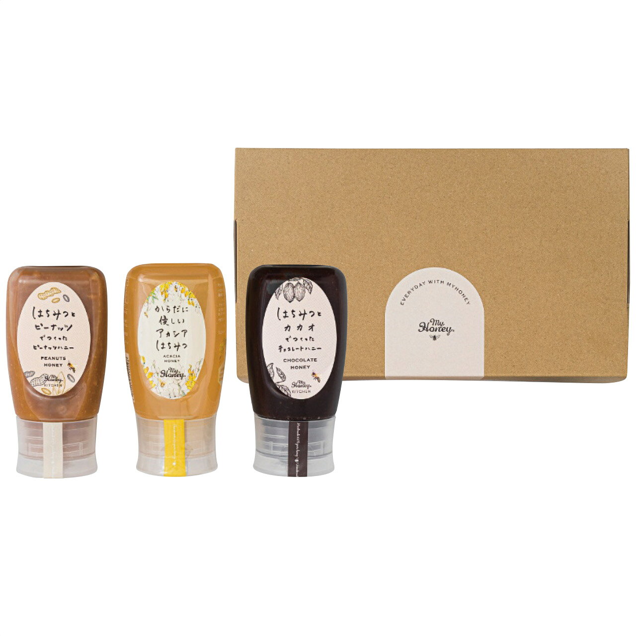 送料無料 お歳暮 MYHONEY 3種チューブボトルセット 9576-052 ※11/2以降の出荷予定となります。北海道・沖縄・離島は配達不可 全国送料無料 御歳暮 早割 お歳暮2026 御挨拶 お取り寄せ グルメ スイーツ cococara-10484219 贈り物専門店ココイロギフト パッケージ画像