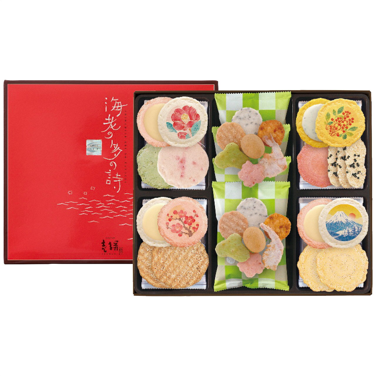■お歳暮専用商品となります。商品出荷日：11月上旬から12月上旬ごろ ■商品紹介：えびせんべいに冬を感じさせるイラストをプリントした「海老の多の詩」。海老煎餅、米菓子、豆菓子などバラエティ豊かな詰合せに仕上げました。 ■商品内容：えび柚子胡椒・ふた焼ごま各5袋・えびのだんらん(1袋7種入)・のりえびせん・赤紅色のえびせんべい各4袋・紅白せんべいチーズサンド3袋・カマンベール＆ブラックペッパー・えび小笹・紅生姜えび煎餅各1袋 ■パッケージサイズ： ■商品重量：500g ■賞味期限：製造日より常温約180日 常温 メーカー希望小売価格はメーカーカタログに基づいて掲載しています ■さまざまなギフトアイテムをご用意しております。 内祝　内祝い　お祝い返し　ウェディングギフト　ブライダルギフト　引き出物　引出物　結婚引き出物　結婚引出物　結婚内祝い　出産内祝い 命名内祝い　入園内祝い　入学内祝い　卒園内祝い　卒業内祝い　就職内祝い　新築内祝い　引越し内祝い　快気内祝い　開店内祝い　二次会 披露宴　お祝い　御祝　結婚式　結婚祝い　出産祝い　初節句　七五三　入園祝い　入学祝い　卒園祝い　卒業祝い　成人式　就職祝い　昇進祝い 新築祝い　上棟祝い　引っ越し祝い　引越し祝い　開店祝い　退職祝い　快気祝い　全快祝い　初老祝い　還暦祝い　古稀祝い　喜寿祝い　傘寿祝い 米寿祝い　卒寿祝い　白寿祝い　長寿祝い　金婚式　銀婚式　ダイヤモンド婚式　結婚記念日　ギフト　ギフトセット　セット　詰め合わせ　贈答品　お返し お礼　御礼　ごあいさつ　ご挨拶　御挨拶　プレゼント　お見舞い　お見舞御礼　お餞別　引越し　引越しご挨拶　記念日　誕生日　父の日　母の日　敬老の日 記念品　卒業記念品　定年退職記念品　ゴルフコンペ　コンペ景品　景品　賞品　粗品　お香典返し　香典返し　志　満中陰志　弔事　会葬御礼　法要 法要引き出物　法要引出物　法事　法事引き出物　法事引出物　忌明け　四十九日　七七日忌明け志　一周忌　三回忌　回忌法要　偲び草　粗供養　初盆 供物　お供え　お中元　御中元　お歳暮　御歳暮　お年賀　御年賀　残暑見舞い　年始挨拶　ボーリング大会　景品　レミパン　ゼリー　スターバックス 千疋屋　結婚式　そうめん　ローラアシュレイ　プリン　話題　ディズニー　カタログギフト　ティファール　ビタクラフト　ステンレスタンブラー　リラックマ のし無料　メッセージカード無料　ラッピング無料 ギフトにぴったりのアイテムをご紹介！ 贈り物に悩んでいる方へ、心温まるギフトアイテムを取り揃えました。高品質な食品、ふわふわのタオル、美しい食器、そしてセンスあふれる雑貨まで、幅広いラインナップであなたの大切な人への思いを伝えます。 特徴 高品質：厳選された素材と丁寧な製造工程で作られた商品ばかり。どれも長く愛用いただけます。 多用途：どんなシーンでも使える万能アイテムが揃っています。誕生日、結婚祝い、新築祝いなど、さまざまな場面に最適です。 デザイン：シンプルで洗練されたデザインから、カラフルで個性的なものまで、多彩なバリエーションをご用意。 お手頃価格：高品質ながら手ごろな価格で、コストパフォーマンスも抜群。 おすすめの用途とシーン 誕生日プレゼント：大切な人の特別な日を祝うために、実用的かつ心温まるギフトを。食品やタオルは、日常で役立つアイテムとして喜ばれます。 結婚祝い：新しい生活を始めるカップルに、美しい食器やおしゃれな雑貨を。幸せな家庭を築くお手伝いができます。 新築祝い：新しい家に引っ越した友人や家族へ、インテリアにぴったりの雑貨や実用的なタオルを。快適な生活をサポートします。 お返しギフト：感謝の気持ちを込めて、おしゃれで実用的なアイテムを。食品はもちろん、使い心地の良いタオルや美しい食器も喜ばれます。 季節の贈り物：お中元やお歳暮、季節の挨拶として、季節に合ったギフトを。夏には涼しげな雑貨、冬には温かみのあるタオルや食品が最適です。 贈る相手に合わせたおすすめ グルメな方へ：美味しい食品を贈れば、食卓が一層華やかに。特別な時間を演出します。 家庭的な方へ：ふわふわのタオルや使いやすい食器で、日常生活に彩りを。 オシャレな方へ：センスあふれる雑貨で、インテリアを一層魅力的に。 まとめ あなたの気持ちを込めたギフト選びをお手伝いします。どれも心を込めて選んだアイテムばかりです。大切な人への贈り物として、自信を持っておすすめします。 商品概要 [分類] 以下のような商品をお探しの方にオススメです。スイーツ スィーツ スウィーツ Sweets ケーキ お菓子 洋菓子 デザート おやつ 小腹対策 食品 食べ物 / チョコレートケーキ チョコレート ガトーショコラ チーズケーキ 生菓子 生ケーキ ベイクドチーズケーキ [評価・マスコミ] ランキング1位のおすすめ(お勧め オススメ) インスタ映え SNS 評判 今話題の人気商品 [サービス] 以下のサービスをご利用いだだけます。不可の場合あり。お取り寄せ 全国配送 全国発送 オーダー 注文 デリバリー 取寄せ 宅配 ネット通販 持ち運び可 / 送料無料 送料込み 無料ギフト対応 日持ち長い 長期保存 賞味期限が長い 名入れ 当日発送 お急ぎ便 即日配送 即日発送 翌日配送 翌日発送 前日に買う あす楽 明日楽 即納 翌日 あす着 明日届く 配送日指定可 冷凍保存可 冷凍保管 冷凍便 ギフトラッピング ギフト対応 予約 メッセージ付き 有料メッセージカード 有料お誕生日カード ホワイトデー当日お届け可能 [パッケージ] 　 以下のような包装でお届けします。詰め合わせ セット アソート 化粧箱入り ラッピング不要 個包装 小分け 手提げ袋（有償） 2重梱包 [デザイン] 以下のようなイメージをお求めの方におすすめです。お洒落 可愛い ゴージャス 高級感 プレミアム サプライズ感 美しい インパクト 面白い 珍しい 希少 驚き シンプル 上品 スタイリッシュ エレガント モダン [ご用途] 工夫次第で様々な用途でご利用いただけます。贈り物 プレゼント ギフト プチギフト 贈答品 お祝い 御祝い 退職祝い 内祝い 出産祝い 出産内祝い 入学祝い 卒業祝い ご褒美 手土産 お土産 お使い物 お返し お礼 ご挨拶 ご進物 お配り 配る ばらまき バレンタインデー バレンタインデイ ヴァレンタイン 友チョコ 義理チョコ 本命チョコ 逆チョコ バレンタインチョコ ホワイトデー ホワイトデイ ホワイトデーのお返し 七五三 ひな祭り こどもの日 ハロウィン クリスマス お中元 お年賀 ウインターギフト 御中元 御歳暮 サマーギフト 残暑見舞い お歳暮 母の日 父の日 敬老の日 敬老会記念品 敬老会 結婚祝い 結婚内祝い 結婚記念日 結婚式二次会 二次会のプチギフト 結婚披露宴の引き出物 引き菓子 ウエディングパーティー 成人祝い 長寿祝い 還暦祝い 古希祝い 古稀祝い 喜寿祝い 傘寿祝い 米寿祝い 卒寿祝い 白寿祝い 紀寿祝い 百寿祝い 成人式 セレモニー イベント 内祝い 快気祝い 快気内祝い 出産内祝い 出産祝い 記念日 お返し ご進物 御使い物 お礼 ご挨拶 御礼 ご祝儀 祝儀の品 お使い物 ノベルティー 粗品 景品 長寿 法事 法要 仏事 年忌法事 志 粗供養 供養返し 香典返し 満中陰志 御供え お供え 御供物 弔事 七五三 ひな祭り 入学祝い 卒業祝い 卒園祝い 退職祝い 入社祝い 成人式 成人式のお祝い 朝食 食事代わり ティータイム ブレイクタイム ホームパーティー クリスマスケーキ 誕生日プレゼント 誕生祝い バースデーケーキ 学校 会社 職場 法人 取引先 部活 イベント サークル 介護施設 [おすすめの方] 以下のような様々なお客様にお喜びいただいております。10代 20代 30代 40代 50代 60代 70代 80代 90代 100歳以上 お母さん お父さん ママ パパ 兄弟姉妹 彼氏 彼女 恋人 義理の母 叔父さん 親戚の お嬢さん 大家族 家族 赤ちゃん 祖父 祖母 叔父 叔母 孫 おじいちゃん おばあちゃん じいじ ばあば 夫 旦那 妻 奥様 お嫁さん 奥さん 親 両親 娘 同僚 友達 仲間 友人 親友 上司 部下 先輩 後輩 お世話になった方 恩師 先生 大人数 女友達 法人 女性 男性 大人 子ども 子供用 小学生 中学生 高校生 男の子 女の子 辛党 甘党 甘いものが苦手 高齢者 お年寄り [その他おすすめ] 以下のような商品に興味のある方にもオススメです。大量 大量購入 財布に優しい 大人数 業務用 大量スイーツ お試し コスパ良い /えびせんべいに冬を感じさせるイラストをプリントした「海老の多の詩」。海老煎餅、米菓子、豆菓子などバラエティ豊かな詰合せに仕上げました。