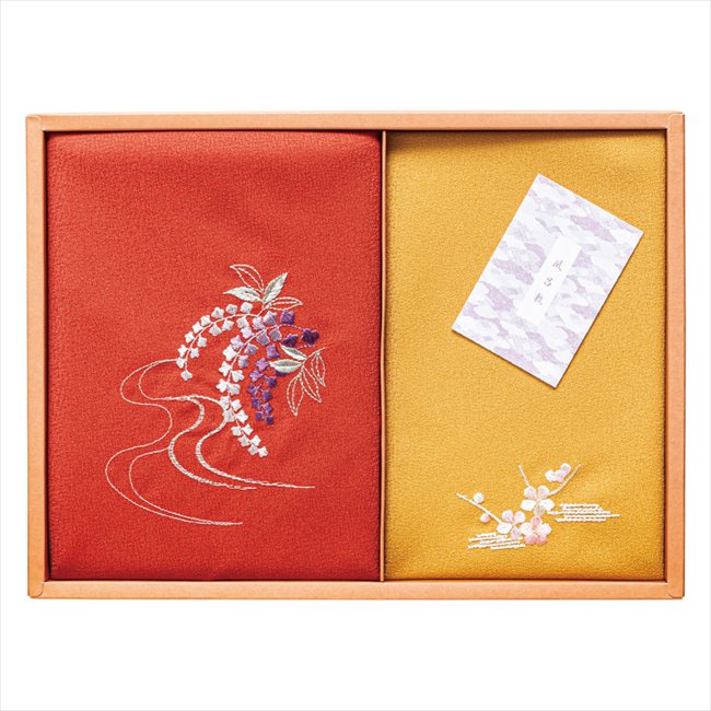 洛北 刺繍入り二巾風呂敷&刺繍入り金封包み 赤 H018A/H018B 内祝 内祝い お祝 御祝 記念品 出産内祝い プレゼント 快気祝い 粗供養 引出物