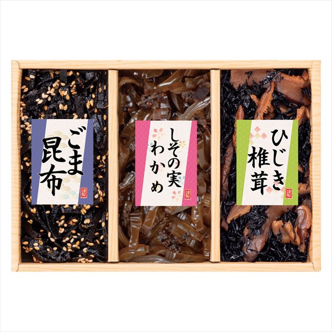 ■商品紹介：明治35年より伝えられてきた調味料を佃煮に全て染み込ますことによりふっくらとしっかりした味に炊き上げる事ができる「直火釜炊き製法」にて製造した佃煮の詰合せ商品です。 明治35年より伝えられてきた調味料を佃煮に全て染み込ますことに...