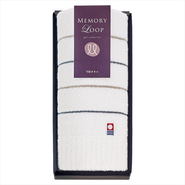 今治 メモリーループ フェイスタオル ホワイト M-72125/6 内祝 内祝い お祝 御祝 記念品 出産内祝い プレゼント 快気祝い 粗供養 引出物