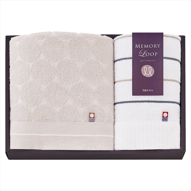 今治 メモリーループ フェイスタオル&ウォッシュタオル M-72180 内祝 内祝い お祝 御祝 記念品 出産内祝い プレゼント 快気祝い 粗供養 引出物
