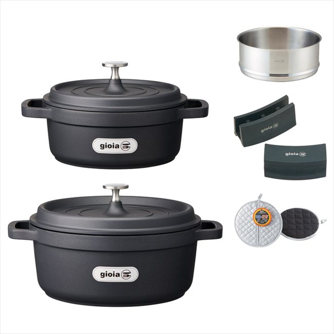 ジョイア キャセロール24cm・20cm&蒸し器5点セット XC-5BK 内祝 内祝い お祝 御祝 記念品 出産内祝い プレゼント 快気祝い 粗供養 引出物
