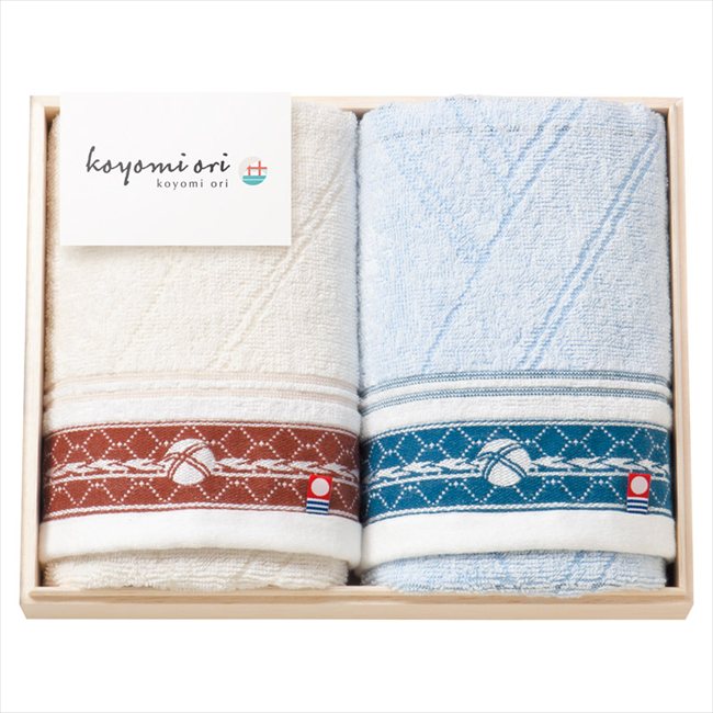 樂天商城 - 今治タオル koyomi ori フェイスタオル2P（国産木箱入） KOK-257 内祝 内祝い お祝 御祝 記念品 出産内祝い プレゼント 快気祝い 粗供養 引出物