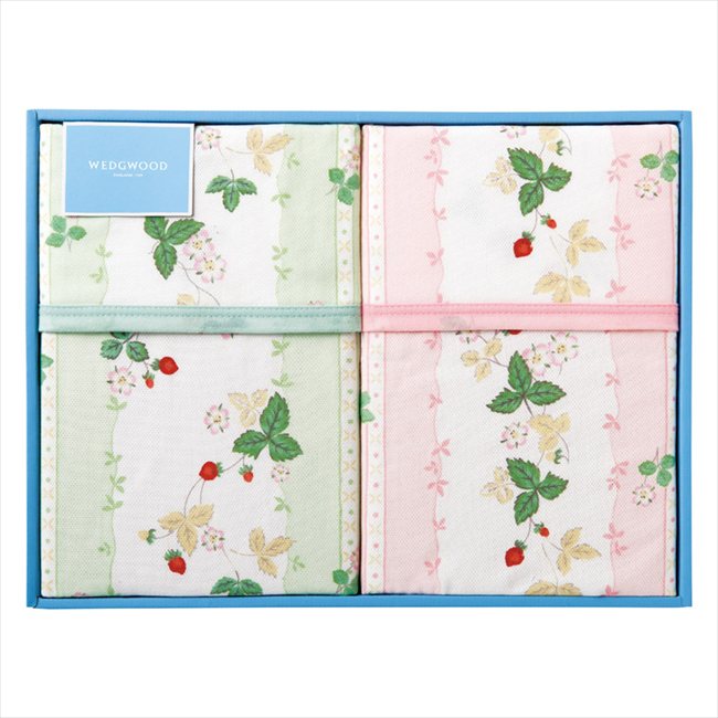 ウェッジウッド ワイルドストロベリー 綿毛布（毛羽部分）2P FQ82121013 内祝 内祝い お祝 御祝 記念品 出産内祝い プレゼント 快気祝い 粗供養 引出物