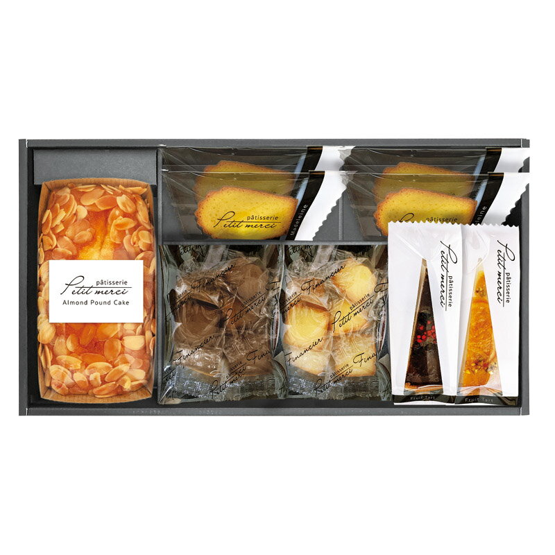■商品紹介： ■商品内容：マドレーヌ（プレーン）×4、アーモンドパウンドケーキ・タルト（チョコとクランベリー・レモンとオレンジ）、プチフィナンシェ（ショコラ・プレーン）（各6個入）×各1 ■パッケージサイズ：22×39.5×6cm ■賞味期...