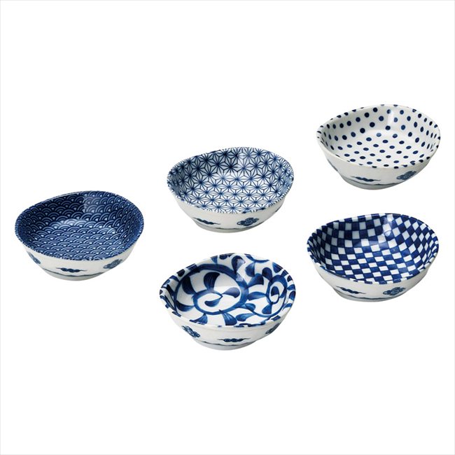 0 藍染 楕円小付5柄揃　 YN-3003BW 内祝 内祝い お祝 御祝 記念品 出産内祝い プレゼント 快気祝い 粗..