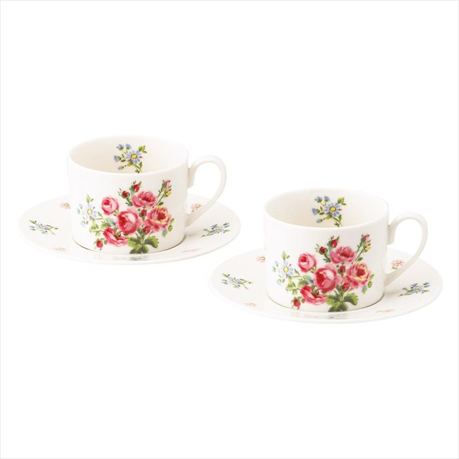 樂天商城 - ローラ アシュレイ 〈バンチェッド ロージズ〉 ペアカップ&ソーサー　 LA40-1 内祝 内祝い お祝 御祝 記念品 出産内祝い プレゼント 快気祝い 粗供養 引出物