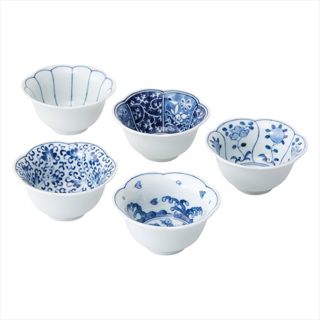 波佐見焼 藍文様 花型小付5客揃　 31000 内祝 内祝い お祝 御祝 記念品 出産内祝い プレゼント 快気祝..