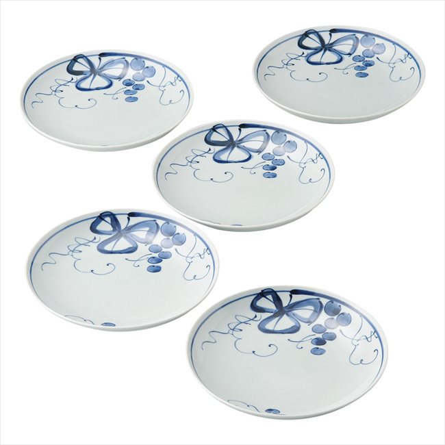 波佐見焼 古染青磁ぶどう絵 デイナープレート5枚揃 009-478M 内祝 内祝い お祝 御祝 記念品 出産内祝い プレゼント 快気祝い 粗供養 引出物