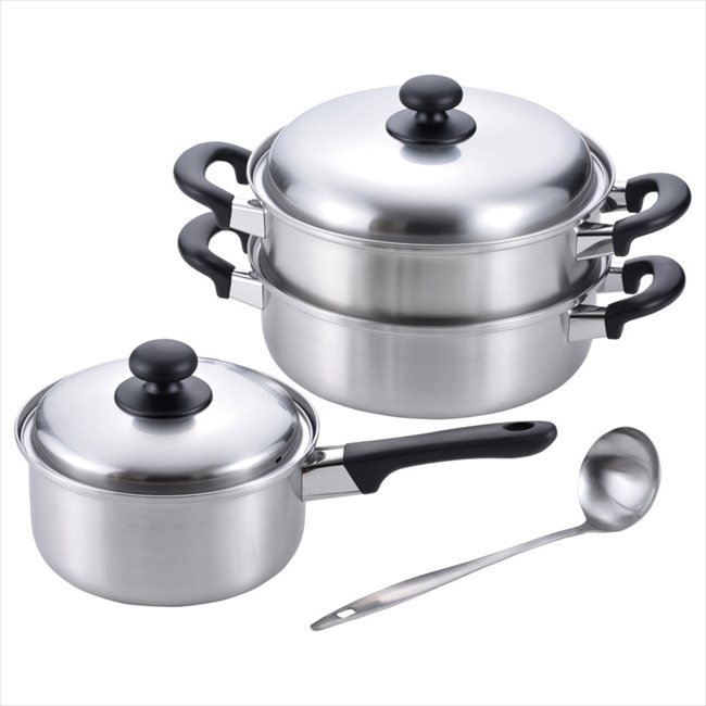 燕三 IH対応二段蒸し器&片手鍋（お玉付） EM-021 内祝 内祝い お祝 御祝 記念品 出産内祝い プレゼント 快気祝い 粗供養 引出物