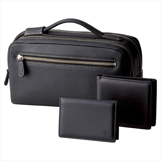 良品工房 日本製牛革バッグ小物3点セット（ブラック） T308-242-241 内祝 内祝い お祝 御祝 記念品 出産内祝い プレゼント 快気祝い 粗供養 引出物