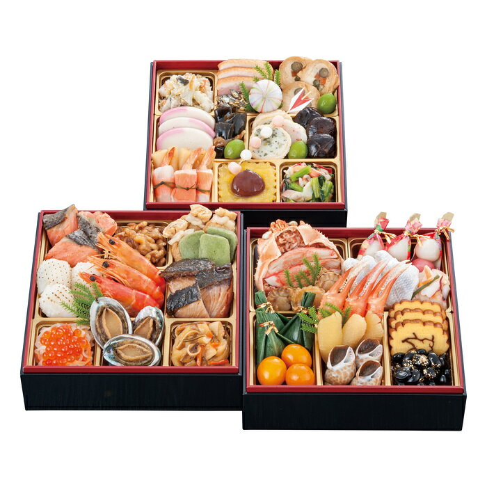 ■お歳暮商品■商品内容：（一の重）甲羅盛り（かに味噌和え）1個、貝照焼3個、紅白友禅串3本、いか梅酢30g、小鯛甘酢漬3枚、牛肉しぐれ笹包み3個、金柑蜜煮3個、かに爪柚庵焼3個、味付数の子3本、バイ貝旨煮3個、伊達巻3切、黒豆金箔のせ30g、（二の重）鮭味噌焼3切、くるみ旨煮25g、味付茶巾3個、味付よもぎ麩3切、いか松笠白焼3個、海老艶煮3尾、ぶり照焼3切、紅白なます30g、いくら醤油漬10g、あわび煮3個、松前漬50g、（三の重）いか山海漬40g、合鴨燻製3枚、ピーナッツ田作り5g、手まりもち1個、鶏肉三色巻3枚、若桃甘露煮3個、市松蒲鉾3枚、にしん昆布巻3本、広島菜信田巻2切、かに信田巻1切、椎茸煮3枚、たたき牛蒡5本、海老相生巻3個、渋皮栗きんとん50g、北寄貝と青菜の柚子胡椒和え40g、矢羽根餅1本 全39品■賞味期限：冷凍2027年2月28日迄 メーカー希望小売価格はメーカーカタログに基づいて掲載しています ■さまざまなギフトアイテムをご用意しております。 内祝　内祝い　お祝い返し　ウェディングギフト　ブライダルギフト　引き出物　引出物　結婚引き出物　結婚引出物　結婚内祝い　出産内祝い 命名内祝い　入園内祝い　入学内祝い　卒園内祝い　卒業内祝い　就職内祝い　新築内祝い　引越し内祝い　快気内祝い　開店内祝い　二次会 披露宴　お祝い　御祝　結婚式　結婚祝い　出産祝い　初節句　七五三　入園祝い　入学祝い　卒園祝い　卒業祝い　成人式　就職祝い　昇進祝い 新築祝い　上棟祝い　引っ越し祝い　引越し祝い　開店祝い　退職祝い　快気祝い　全快祝い　初老祝い　還暦祝い　古稀祝い　喜寿祝い　傘寿祝い 米寿祝い　卒寿祝い　白寿祝い　長寿祝い　金婚式　銀婚式　ダイヤモンド婚式　結婚記念日　ギフト　ギフトセット　セット　詰め合わせ　贈答品　お返し お礼　御礼　ごあいさつ　ご挨拶　御挨拶　プレゼント　お見舞い　お見舞御礼　お餞別　引越し　引越しご挨拶　記念日　誕生日　父の日　母の日　敬老の日 記念品　卒業記念品　定年退職記念品　ゴルフコンペ　コンペ景品　景品　賞品　粗品　お香典返し　香典返し　志　満中陰志　弔事　会葬御礼　法要 法要引き出物　法要引出物　法事　法事引き出物　法事引出物　忌明け　四十九日　七七日忌明け志　一周忌　三回忌　回忌法要　偲び草　粗供養　初盆 供物　お供え　お中元　御中元　お歳暮　御歳暮　お年賀　御年賀　残暑見舞い　年始挨拶　ボーリング大会　景品　レミパン　ゼリー　スターバックス 千疋屋　結婚式　そうめん　ローラアシュレイ　プリン　話題　ディズニー　カタログギフト　ティファール　ビタクラフト　ステンレスタンブラー　リラックマ のし無料　メッセージカード無料　ラッピング無料 ギフトにぴったりのアイテムをご紹介！ 贈り物に悩んでいる方へ、心温まるギフトアイテムを取り揃えました。高品質な食品、ふわふわのタオル、美しい食器、そしてセンスあふれる雑貨まで、幅広いラインナップであなたの大切な人への思いを伝えます。 特徴 高品質：厳選された素材と丁寧な製造工程で作られた商品ばかり。どれも長く愛用いただけます。 多用途：どんなシーンでも使える万能アイテムが揃っています。誕生日、結婚祝い、新築祝いなど、さまざまな場面に最適です。 デザイン：シンプルで洗練されたデザインから、カラフルで個性的なものまで、多彩なバリエーションをご用意。 お手頃価格：高品質ながら手ごろな価格で、コストパフォーマンスも抜群。 おすすめの用途とシーン 誕生日プレゼント：大切な人の特別な日を祝うために、実用的かつ心温まるギフトを。食品やタオルは、日常で役立つアイテムとして喜ばれます。 結婚祝い：新しい生活を始めるカップルに、美しい食器やおしゃれな雑貨を。幸せな家庭を築くお手伝いができます。 新築祝い：新しい家に引っ越した友人や家族へ、インテリアにぴったりの雑貨や実用的なタオルを。快適な生活をサポートします。 お返しギフト：感謝の気持ちを込めて、おしゃれで実用的なアイテムを。食品はもちろん、使い心地の良いタオルや美しい食器も喜ばれます。 季節の贈り物：お中元やお歳暮、季節の挨拶として、季節に合ったギフトを。夏には涼しげな雑貨、冬には温かみのあるタオルや食品が最適です。 贈る相手に合わせたおすすめ グルメな方へ：美味しい食品を贈れば、食卓が一層華やかに。特別な時間を演出します。 家庭的な方へ：ふわふわのタオルや使いやすい食器で、日常生活に彩りを。 オシャレな方へ：センスあふれる雑貨で、インテリアを一層魅力的に。 まとめ あなたの気持ちを込めたギフト選びをお手伝いします。どれも心を込めて選んだアイテムばかりです。大切な人への贈り物として、自信を持っておすすめします。 商品概要 [分類] 以下のような商品をお探しの方にオススメです。スイーツ スィーツ スウィーツ Sweets ケーキ お菓子 洋菓子 デザート おやつ 小腹対策 食品 食べ物 / チョコレートケーキ チョコレート ガトーショコラ チーズケーキ 生菓子 生ケーキ ベイクドチーズケーキ [評価・マスコミ] ランキング1位のおすすめ(お勧め オススメ) インスタ映え SNS 評判 今話題の人気商品 [サービス] 以下のサービスをご利用いだだけます。不可の場合あり。お取り寄せ 全国配送 全国発送 オーダー 注文 デリバリー 取寄せ 宅配 ネット通販 持ち運び可 / 送料無料 送料込み 無料ギフト対応 日持ち長い 長期保存 賞味期限が長い 名入れ 当日発送 お急ぎ便 即日配送 即日発送 翌日配送 翌日発送 前日に買う あす楽 明日楽 即納 翌日 あす着 明日届く 配送日指定可 冷凍保存可 冷凍保管 冷凍便 ギフトラッピング ギフト対応 予約 メッセージ付き 有料メッセージカード 有料お誕生日カード ホワイトデー当日お届け可能 [パッケージ] 　 以下のような包装でお届けします。詰め合わせ セット アソート 化粧箱入り ラッピング不要 個包装 小分け 手提げ袋（有償） 2重梱包 [デザイン] 以下のようなイメージをお求めの方におすすめです。お洒落 可愛い ゴージャス 高級感 プレミアム サプライズ感 美しい インパクト 面白い 珍しい 希少 驚き シンプル 上品 スタイリッシュ エレガント モダン [ご用途] 工夫次第で様々な用途でご利用いただけます。贈り物 プレゼント ギフト プチギフト 贈答品 お祝い 御祝い 退職祝い 内祝い 出産祝い 出産内祝い 入学祝い 卒業祝い ご褒美 手土産 お土産 お使い物 お返し お礼 ご挨拶 ご進物 お配り 配る ばらまき バレンタインデー バレンタインデイ ヴァレンタイン 友チョコ 義理チョコ 本命チョコ 逆チョコ バレンタインチョコ ホワイトデー ホワイトデイ ホワイトデーのお返し 七五三 ひな祭り こどもの日 ハロウィン クリスマス お中元 お年賀 ウインターギフト 御中元 御歳暮 サマーギフト 残暑見舞い お歳暮 母の日 父の日 敬老の日 敬老会記念品 敬老会 結婚祝い 結婚内祝い 結婚記念日 結婚式二次会 二次会のプチギフト 結婚披露宴の引き出物 引き菓子 ウエディングパーティー 成人祝い 長寿祝い 還暦祝い 古希祝い 古稀祝い 喜寿祝い 傘寿祝い 米寿祝い 卒寿祝い 白寿祝い 紀寿祝い 百寿祝い 成人式 セレモニー イベント 内祝い 快気祝い 快気内祝い 出産内祝い 出産祝い 記念日 お返し ご進物 御使い物 お礼 ご挨拶 御礼 ご祝儀 祝儀の品 お使い物 ノベルティー 粗品 景品 長寿 法事 法要 仏事 年忌法事 志 粗供養 供養返し 香典返し 満中陰志 御供え お供え 御供物 弔事 七五三 ひな祭り 入学祝い 卒業祝い 卒園祝い 退職祝い 入社祝い 成人式 成人式のお祝い 朝食 食事代わり ティータイム ブレイクタイム ホームパーティー クリスマスケーキ 誕生日プレゼント 誕生祝い バースデーケーキ 学校 会社 職場 法人 取引先 部活 イベント サークル 介護施設 [おすすめの方] 以下のような様々なお客様にお喜びいただいております。10代 20代 30代 40代 50代 60代 70代 80代 90代 100歳以上 お母さん お父さん ママ パパ 兄弟姉妹 彼氏 彼女 恋人 義理の母 叔父さん 親戚の お嬢さん 大家族 家族 赤ちゃん 祖父 祖母 叔父 叔母 孫 おじいちゃん おばあちゃん じいじ ばあば 夫 旦那 妻 奥様 お嫁さん 奥さん 親 両親 娘 同僚 友達 仲間 友人 親友 上司 部下 先輩 後輩 お世話になった方 恩師 先生 大人数 女友達 法人 女性 男性 大人 子ども 子供用 小学生 中学生 高校生 男の子 女の子 辛党 甘党 甘いものが苦手 高齢者 お年寄り [その他おすすめ] 以下のような商品に興味のある方にもオススメです。大量 大量購入 財布に優しい 大人数 業務用 大量スイーツ お試し コスパ良い /（一の重）甲羅盛り（かに味噌和え）1個、貝照焼3個、紅白友禅串3本、いか梅酢30g、小鯛甘酢漬3枚、牛肉しぐれ笹包み3個、金柑蜜煮3個、かに爪柚庵焼3個、味付数の子3本、バイ貝旨煮3個、伊達巻3切、黒豆金箔のせ30g、（二の重）鮭味噌焼3切、くるみ旨煮25g、味付茶巾3個、味付よもぎ麩3切、いか松笠白焼3個、海老艶煮3尾、ぶり照焼3切、紅白なます30g、いくら醤油漬10g、あわび煮3個、松前漬50g、（三の重）いか山海漬40g、合鴨燻製3枚、ピーナッツ田作り5g、手まりもち1個、鶏肉三色巻3枚、若桃甘露煮3個、市松蒲鉾3枚、にしん昆布巻3本、広島菜信田巻2切、かに信田巻1切、椎茸煮3枚、たたき牛蒡5本、海老相生巻3個、渋皮栗きんとん50g、北寄貝と青菜の柚子胡椒和え40g、矢羽根餅1本 全39品