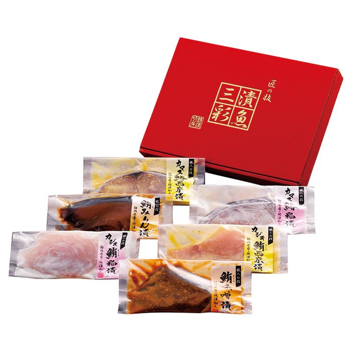 ■商品紹介：水揚げされた3種の魚を各々の魚にあった味に漬け込みました。3種の魚が持つ美味しさを引き立てる漬魚を是非御賞味ください。 ■商品内容：カジキ粕漬55g・カジキ西京漬55g・カマスサワラ粕漬60g・カマスサワラ西京漬60g・キハダ鮪みりん醤油漬60g・キハダ鮪味噌漬60g ■商品サイズ(cm)：260×195×40 ■商品重量：440g ■賞味期限：賞味期限:冷凍で出荷から60日 メーカー希望小売価格はメーカーカタログに基づいて掲載しています ■さまざまなギフトアイテムをご用意しております。 内祝　内祝い　お祝い返し　ウェディングギフト　ブライダルギフト　引き出物　引出物　結婚引き出物　結婚引出物　結婚内祝い　出産内祝い 命名内祝い　入園内祝い　入学内祝い　卒園内祝い　卒業内祝い　就職内祝い　新築内祝い　引越し内祝い　快気内祝い　開店内祝い　二次会 披露宴　お祝い　御祝　結婚式　結婚祝い　出産祝い　初節句　七五三　入園祝い　入学祝い　卒園祝い　卒業祝い　成人式　就職祝い　昇進祝い 新築祝い　上棟祝い　引っ越し祝い　引越し祝い　開店祝い　退職祝い　快気祝い　全快祝い　初老祝い　還暦祝い　古稀祝い　喜寿祝い　傘寿祝い 米寿祝い　卒寿祝い　白寿祝い　長寿祝い　金婚式　銀婚式　ダイヤモンド婚式　結婚記念日　ギフト　ギフトセット　セット　詰め合わせ　贈答品　お返し お礼　御礼　ごあいさつ　ご挨拶　御挨拶　プレゼント　お見舞い　お見舞御礼　お餞別　引越し　引越しご挨拶　記念日　誕生日　父の日　母の日　敬老の日 記念品　卒業記念品　定年退職記念品　ゴルフコンペ　コンペ景品　景品　賞品　粗品　お香典返し　香典返し　志　満中陰志　弔事　会葬御礼　法要 法要引き出物　法要引出物　法事　法事引き出物　法事引出物　忌明け　四十九日　七七日忌明け志　一周忌　三回忌　回忌法要　偲び草　粗供養　初盆 供物　お供え　お中元　御中元　お歳暮　御歳暮　お年賀　御年賀　残暑見舞い　年始挨拶　ボーリング大会　景品　レミパン　ゼリー　スターバックス 千疋屋　結婚式　そうめん　ローラアシュレイ　プリン　話題　ディズニー　カタログギフト　ティファール　ビタクラフト　ステンレスタンブラー　リラックマ のし無料　メッセージカード無料　ラッピング無料 ギフトにぴったりのアイテムをご紹介！ 贈り物に悩んでいる方へ、心温まるギフトアイテムを取り揃えました。高品質な食品、ふわふわのタオル、美しい食器、そしてセンスあふれる雑貨まで、幅広いラインナップであなたの大切な人への思いを伝えます。 特徴 高品質：厳選された素材と丁寧な製造工程で作られた商品ばかり。どれも長く愛用いただけます。 多用途：どんなシーンでも使える万能アイテムが揃っています。誕生日、結婚祝い、新築祝いなど、さまざまな場面に最適です。 デザイン：シンプルで洗練されたデザインから、カラフルで個性的なものまで、多彩なバリエーションをご用意。 お手頃価格：高品質ながら手ごろな価格で、コストパフォーマンスも抜群。 おすすめの用途とシーン 誕生日プレゼント：大切な人の特別な日を祝うために、実用的かつ心温まるギフトを。食品やタオルは、日常で役立つアイテムとして喜ばれます。 結婚祝い：新しい生活を始めるカップルに、美しい食器やおしゃれな雑貨を。幸せな家庭を築くお手伝いができます。 新築祝い：新しい家に引っ越した友人や家族へ、インテリアにぴったりの雑貨や実用的なタオルを。快適な生活をサポートします。 お返しギフト：感謝の気持ちを込めて、おしゃれで実用的なアイテムを。食品はもちろん、使い心地の良いタオルや美しい食器も喜ばれます。 季節の贈り物：お中元やお歳暮、季節の挨拶として、季節に合ったギフトを。夏には涼しげな雑貨、冬には温かみのあるタオルや食品が最適です。 贈る相手に合わせたおすすめ グルメな方へ：美味しい食品を贈れば、食卓が一層華やかに。特別な時間を演出します。 家庭的な方へ：ふわふわのタオルや使いやすい食器で、日常生活に彩りを。 オシャレな方へ：センスあふれる雑貨で、インテリアを一層魅力的に。 まとめ あなたの気持ちを込めたギフト選びをお手伝いします。どれも心を込めて選んだアイテムばかりです。大切な人への贈り物として、自信を持っておすすめします。 商品概要 [分類] 以下のような商品をお探しの方にオススメです。スイーツ スィーツ スウィーツ Sweets ケーキ お菓子 洋菓子 デザート おやつ 小腹対策 食品 食べ物 / チョコレートケーキ チョコレート ガトーショコラ チーズケーキ 生菓子 生ケーキ ベイクドチーズケーキ [評価・マスコミ] ランキング1位のおすすめ(お勧め オススメ) インスタ映え SNS 評判 今話題の人気商品 [サービス] 以下のサービスをご利用いだだけます。不可の場合あり。お取り寄せ 全国配送 全国発送 オーダー 注文 デリバリー 取寄せ 宅配 ネット通販 持ち運び可 / 送料無料 送料込み 無料ギフト対応 日持ち長い 長期保存 賞味期限が長い 名入れ 当日発送 お急ぎ便 即日配送 即日発送 翌日配送 翌日発送 前日に買う あす楽 明日楽 即納 翌日 あす着 明日届く 配送日指定可 冷凍保存可 冷凍保管 冷凍便 ギフトラッピング ギフト対応 予約 メッセージ付き 有料メッセージカード 有料お誕生日カード ホワイトデー当日お届け可能 [パッケージ] 　 以下のような包装でお届けします。詰め合わせ セット アソート 化粧箱入り ラッピング不要 個包装 小分け 手提げ袋（有償） 2重梱包 [デザイン] 以下のようなイメージをお求めの方におすすめです。お洒落 可愛い ゴージャス 高級感 プレミアム サプライズ感 美しい インパクト 面白い 珍しい 希少 驚き シンプル 上品 スタイリッシュ エレガント モダン [ご用途] 工夫次第で様々な用途でご利用いただけます。贈り物 プレゼント ギフト プチギフト 贈答品 お祝い 御祝い 退職祝い 内祝い 出産祝い 出産内祝い 入学祝い 卒業祝い ご褒美 手土産 お土産 お使い物 お返し お礼 ご挨拶 ご進物 お配り 配る ばらまき バレンタインデー バレンタインデイ ヴァレンタイン 友チョコ 義理チョコ 本命チョコ 逆チョコ バレンタインチョコ ホワイトデー ホワイトデイ ホワイトデーのお返し 七五三 ひな祭り こどもの日 ハロウィン クリスマス お中元 お年賀 ウインターギフト 御中元 御歳暮 サマーギフト 残暑見舞い お歳暮 母の日 父の日 敬老の日 敬老会記念品 敬老会 結婚祝い 結婚内祝い 結婚記念日 結婚式二次会 二次会のプチギフト 結婚披露宴の引き出物 引き菓子 ウエディングパーティー 成人祝い 長寿祝い 還暦祝い 古希祝い 古稀祝い 喜寿祝い 傘寿祝い 米寿祝い 卒寿祝い 白寿祝い 紀寿祝い 百寿祝い 成人式 セレモニー イベント 内祝い 快気祝い 快気内祝い 出産内祝い 出産祝い 記念日 お返し ご進物 御使い物 お礼 ご挨拶 御礼 ご祝儀 祝儀の品 お使い物 ノベルティー 粗品 景品 長寿 法事 法要 仏事 年忌法事 志 粗供養 供養返し 香典返し 満中陰志 御供え お供え 御供物 弔事 七五三 ひな祭り 入学祝い 卒業祝い 卒園祝い 退職祝い 入社祝い 成人式 成人式のお祝い 朝食 食事代わり ティータイム ブレイクタイム ホームパーティー クリスマスケーキ 誕生日プレゼント 誕生祝い バースデーケーキ 学校 会社 職場 法人 取引先 部活 イベント サークル 介護施設 [おすすめの方] 以下のような様々なお客様にお喜びいただいております。10代 20代 30代 40代 50代 60代 70代 80代 90代 100歳以上 お母さん お父さん ママ パパ 兄弟姉妹 彼氏 彼女 恋人 義理の母 叔父さん 親戚の お嬢さん 大家族 家族 赤ちゃん 祖父 祖母 叔父 叔母 孫 おじいちゃん おばあちゃん じいじ ばあば 夫 旦那 妻 奥様 お嫁さん 奥さん 親 両親 娘 同僚 友達 仲間 友人 親友 上司 部下 先輩 後輩 お世話になった方 恩師 先生 大人数 女友達 法人 女性 男性 大人 子ども 子供用 小学生 中学生 高校生 男の子 女の子 辛党 甘党 甘いものが苦手 高齢者 お年寄り [その他おすすめ] 以下のような商品に興味のある方にもオススメです。大量 大量購入 財布に優しい 大人数 業務用 大量スイーツ お試し コスパ良い /水揚げされた3種の魚を各々の魚にあった味に漬け込みました。3種の魚が持つ美味しさを引き立てる漬魚を是非御賞味ください。