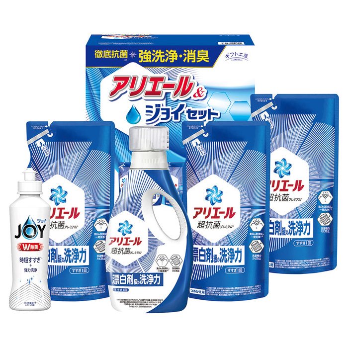 ■商品紹介：菌を寄せ付けないクリーンギフト。抗菌力・洗浄力に優れたアリエールとダブル除菌のジョイをセットしました。 ■商品内容：P&Gアリエールジェル720g×1・P&Gアリエールジェル（詰替）405g×3・P&G除菌ジョイ170?×1 ■商品サイズ(cm)：280×257×142 ■商品重量：2,620g ■賞味期限： メーカー希望小売価格はメーカーカタログに基づいて掲載しています ■さまざまなギフトアイテムをご用意しております。 内祝　内祝い　お祝い返し　ウェディングギフト　ブライダルギフト　引き出物　引出物　結婚引き出物　結婚引出物　結婚内祝い　出産内祝い 命名内祝い　入園内祝い　入学内祝い　卒園内祝い　卒業内祝い　就職内祝い　新築内祝い　引越し内祝い　快気内祝い　開店内祝い　二次会 披露宴　お祝い　御祝　結婚式　結婚祝い　出産祝い　初節句　七五三　入園祝い　入学祝い　卒園祝い　卒業祝い　成人式　就職祝い　昇進祝い 新築祝い　上棟祝い　引っ越し祝い　引越し祝い　開店祝い　退職祝い　快気祝い　全快祝い　初老祝い　還暦祝い　古稀祝い　喜寿祝い　傘寿祝い 米寿祝い　卒寿祝い　白寿祝い　長寿祝い　金婚式　銀婚式　ダイヤモンド婚式　結婚記念日　ギフト　ギフトセット　セット　詰め合わせ　贈答品　お返し お礼　御礼　ごあいさつ　ご挨拶　御挨拶　プレゼント　お見舞い　お見舞御礼　お餞別　引越し　引越しご挨拶　記念日　誕生日　父の日　母の日　敬老の日 記念品　卒業記念品　定年退職記念品　ゴルフコンペ　コンペ景品　景品　賞品　粗品　お香典返し　香典返し　志　満中陰志　弔事　会葬御礼　法要 法要引き出物　法要引出物　法事　法事引き出物　法事引出物　忌明け　四十九日　七七日忌明け志　一周忌　三回忌　回忌法要　偲び草　粗供養　初盆 供物　お供え　お中元　御中元　お歳暮　御歳暮　お年賀　御年賀　残暑見舞い　年始挨拶　ボーリング大会　景品　レミパン　ゼリー　スターバックス 千疋屋　結婚式　そうめん　ローラアシュレイ　プリン　話題　ディズニー　カタログギフト　ティファール　ビタクラフト　ステンレスタンブラー　リラックマ のし無料　メッセージカード無料　ラッピング無料 ギフトにぴったりのアイテムをご紹介！ 贈り物に悩んでいる方へ、心温まるギフトアイテムを取り揃えました。高品質な食品、ふわふわのタオル、美しい食器、そしてセンスあふれる雑貨まで、幅広いラインナップであなたの大切な人への思いを伝えます。 特徴 高品質：厳選された素材と丁寧な製造工程で作られた商品ばかり。どれも長く愛用いただけます。 多用途：どんなシーンでも使える万能アイテムが揃っています。誕生日、結婚祝い、新築祝いなど、さまざまな場面に最適です。 デザイン：シンプルで洗練されたデザインから、カラフルで個性的なものまで、多彩なバリエーションをご用意。 お手頃価格：高品質ながら手ごろな価格で、コストパフォーマンスも抜群。 おすすめの用途とシーン 誕生日プレゼント：大切な人の特別な日を祝うために、実用的かつ心温まるギフトを。食品やタオルは、日常で役立つアイテムとして喜ばれます。 結婚祝い：新しい生活を始めるカップルに、美しい食器やおしゃれな雑貨を。幸せな家庭を築くお手伝いができます。 新築祝い：新しい家に引っ越した友人や家族へ、インテリアにぴったりの雑貨や実用的なタオルを。快適な生活をサポートします。 お返しギフト：感謝の気持ちを込めて、おしゃれで実用的なアイテムを。食品はもちろん、使い心地の良いタオルや美しい食器も喜ばれます。 季節の贈り物：お中元やお歳暮、季節の挨拶として、季節に合ったギフトを。夏には涼しげな雑貨、冬には温かみのあるタオルや食品が最適です。 贈る相手に合わせたおすすめ グルメな方へ：美味しい食品を贈れば、食卓が一層華やかに。特別な時間を演出します。 家庭的な方へ：ふわふわのタオルや使いやすい食器で、日常生活に彩りを。 オシャレな方へ：センスあふれる雑貨で、インテリアを一層魅力的に。 まとめ あなたの気持ちを込めたギフト選びをお手伝いします。どれも心を込めて選んだアイテムばかりです。大切な人への贈り物として、自信を持っておすすめします。 商品概要 [分類] 以下のような商品をお探しの方にオススメです。スイーツ スィーツ スウィーツ Sweets ケーキ お菓子 洋菓子 デザート おやつ 小腹対策 食品 食べ物 / チョコレートケーキ チョコレート ガトーショコラ チーズケーキ 生菓子 生ケーキ ベイクドチーズケーキ [評価・マスコミ] ランキング1位のおすすめ(お勧め オススメ) インスタ映え SNS 評判 今話題の人気商品 [サービス] 以下のサービスをご利用いだだけます。不可の場合あり。お取り寄せ 全国配送 全国発送 オーダー 注文 デリバリー 取寄せ 宅配 ネット通販 持ち運び可 / 送料無料 送料込み 無料ギフト対応 日持ち長い 長期保存 賞味期限が長い 名入れ 当日発送 お急ぎ便 即日配送 即日発送 翌日配送 翌日発送 前日に買う あす楽 明日楽 即納 翌日 あす着 明日届く 配送日指定可 冷凍保存可 冷凍保管 冷凍便 ギフトラッピング ギフト対応 予約 メッセージ付き 有料メッセージカード 有料お誕生日カード ホワイトデー当日お届け可能 [パッケージ] 　 以下のような包装でお届けします。詰め合わせ セット アソート 化粧箱入り ラッピング不要 個包装 小分け 手提げ袋（有償） 2重梱包 [デザイン] 以下のようなイメージをお求めの方におすすめです。お洒落 可愛い ゴージャス 高級感 プレミアム サプライズ感 美しい インパクト 面白い 珍しい 希少 驚き シンプル 上品 スタイリッシュ エレガント モダン [ご用途] 工夫次第で様々な用途でご利用いただけます。贈り物 プレゼント ギフト プチギフト 贈答品 お祝い 御祝い 退職祝い 内祝い 出産祝い 出産内祝い 入学祝い 卒業祝い ご褒美 手土産 お土産 お使い物 お返し お礼 ご挨拶 ご進物 お配り 配る ばらまき バレンタインデー バレンタインデイ ヴァレンタイン 友チョコ 義理チョコ 本命チョコ 逆チョコ バレンタインチョコ ホワイトデー ホワイトデイ ホワイトデーのお返し 七五三 ひな祭り こどもの日 ハロウィン クリスマス お中元 お年賀 ウインターギフト 御中元 御歳暮 サマーギフト 残暑見舞い お歳暮 母の日 父の日 敬老の日 敬老会記念品 敬老会 結婚祝い 結婚内祝い 結婚記念日 結婚式二次会 二次会のプチギフト 結婚披露宴の引き出物 引き菓子 ウエディングパーティー 成人祝い 長寿祝い 還暦祝い 古希祝い 古稀祝い 喜寿祝い 傘寿祝い 米寿祝い 卒寿祝い 白寿祝い 紀寿祝い 百寿祝い 成人式 セレモニー イベント 内祝い 快気祝い 快気内祝い 出産内祝い 出産祝い 記念日 お返し ご進物 御使い物 お礼 ご挨拶 御礼 ご祝儀 祝儀の品 お使い物 ノベルティー 粗品 景品 長寿 法事 法要 仏事 年忌法事 志 粗供養 供養返し 香典返し 満中陰志 御供え お供え 御供物 弔事 七五三 ひな祭り 入学祝い 卒業祝い 卒園祝い 退職祝い 入社祝い 成人式 成人式のお祝い 朝食 食事代わり ティータイム ブレイクタイム ホームパーティー クリスマスケーキ 誕生日プレゼント 誕生祝い バースデーケーキ 学校 会社 職場 法人 取引先 部活 イベント サークル 介護施設 [おすすめの方] 以下のような様々なお客様にお喜びいただいております。10代 20代 30代 40代 50代 60代 70代 80代 90代 100歳以上 お母さん お父さん ママ パパ 兄弟姉妹 彼氏 彼女 恋人 義理の母 叔父さん 親戚の お嬢さん 大家族 家族 赤ちゃん 祖父 祖母 叔父 叔母 孫 おじいちゃん おばあちゃん じいじ ばあば 夫 旦那 妻 奥様 お嫁さん 奥さん 親 両親 娘 同僚 友達 仲間 友人 親友 上司 部下 先輩 後輩 お世話になった方 恩師 先生 大人数 女友達 法人 女性 男性 大人 子ども 子供用 小学生 中学生 高校生 男の子 女の子 辛党 甘党 甘いものが苦手 高齢者 お年寄り [その他おすすめ] 以下のような商品に興味のある方にもオススメです。大量 大量購入 財布に優しい 大人数 業務用 大量スイーツ お試し コスパ良い /菌を寄せ付けないクリーンギフト。抗菌力・洗浄力に優れたアリエールとダブル除菌のジョイをセットしました。