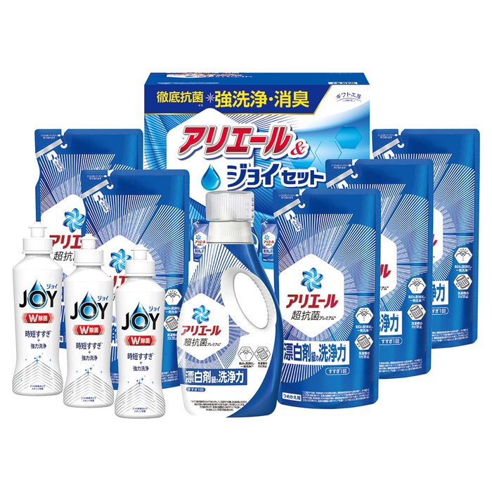 ■商品紹介：菌を寄せ付けないクリーンギフト。抗菌力・洗浄力に優れたアリエールとダブル除菌のジョイをセットしました。 ■商品内容：P&Gアリエールジェル720g×1・P&Gアリエールジェル（詰替）405g×5・P&G除菌ジョイ170?×3 ■商品サイズ(cm)：280×310×202 ■商品重量：3,980g ■賞味期限： メーカー希望小売価格はメーカーカタログに基づいて掲載しています ■さまざまなギフトアイテムをご用意しております。 内祝　内祝い　お祝い返し　ウェディングギフト　ブライダルギフト　引き出物　引出物　結婚引き出物　結婚引出物　結婚内祝い　出産内祝い 命名内祝い　入園内祝い　入学内祝い　卒園内祝い　卒業内祝い　就職内祝い　新築内祝い　引越し内祝い　快気内祝い　開店内祝い　二次会 披露宴　お祝い　御祝　結婚式　結婚祝い　出産祝い　初節句　七五三　入園祝い　入学祝い　卒園祝い　卒業祝い　成人式　就職祝い　昇進祝い 新築祝い　上棟祝い　引っ越し祝い　引越し祝い　開店祝い　退職祝い　快気祝い　全快祝い　初老祝い　還暦祝い　古稀祝い　喜寿祝い　傘寿祝い 米寿祝い　卒寿祝い　白寿祝い　長寿祝い　金婚式　銀婚式　ダイヤモンド婚式　結婚記念日　ギフト　ギフトセット　セット　詰め合わせ　贈答品　お返し お礼　御礼　ごあいさつ　ご挨拶　御挨拶　プレゼント　お見舞い　お見舞御礼　お餞別　引越し　引越しご挨拶　記念日　誕生日　父の日　母の日　敬老の日 記念品　卒業記念品　定年退職記念品　ゴルフコンペ　コンペ景品　景品　賞品　粗品　お香典返し　香典返し　志　満中陰志　弔事　会葬御礼　法要 法要引き出物　法要引出物　法事　法事引き出物　法事引出物　忌明け　四十九日　七七日忌明け志　一周忌　三回忌　回忌法要　偲び草　粗供養　初盆 供物　お供え　お中元　御中元　お歳暮　御歳暮　お年賀　御年賀　残暑見舞い　年始挨拶　ボーリング大会　景品　レミパン　ゼリー　スターバックス 千疋屋　結婚式　そうめん　ローラアシュレイ　プリン　話題　ディズニー　カタログギフト　ティファール　ビタクラフト　ステンレスタンブラー　リラックマ のし無料　メッセージカード無料　ラッピング無料 ギフトにぴったりのアイテムをご紹介！ 贈り物に悩んでいる方へ、心温まるギフトアイテムを取り揃えました。高品質な食品、ふわふわのタオル、美しい食器、そしてセンスあふれる雑貨まで、幅広いラインナップであなたの大切な人への思いを伝えます。 特徴 高品質：厳選された素材と丁寧な製造工程で作られた商品ばかり。どれも長く愛用いただけます。 多用途：どんなシーンでも使える万能アイテムが揃っています。誕生日、結婚祝い、新築祝いなど、さまざまな場面に最適です。 デザイン：シンプルで洗練されたデザインから、カラフルで個性的なものまで、多彩なバリエーションをご用意。 お手頃価格：高品質ながら手ごろな価格で、コストパフォーマンスも抜群。 おすすめの用途とシーン 誕生日プレゼント：大切な人の特別な日を祝うために、実用的かつ心温まるギフトを。食品やタオルは、日常で役立つアイテムとして喜ばれます。 結婚祝い：新しい生活を始めるカップルに、美しい食器やおしゃれな雑貨を。幸せな家庭を築くお手伝いができます。 新築祝い：新しい家に引っ越した友人や家族へ、インテリアにぴったりの雑貨や実用的なタオルを。快適な生活をサポートします。 お返しギフト：感謝の気持ちを込めて、おしゃれで実用的なアイテムを。食品はもちろん、使い心地の良いタオルや美しい食器も喜ばれます。 季節の贈り物：お中元やお歳暮、季節の挨拶として、季節に合ったギフトを。夏には涼しげな雑貨、冬には温かみのあるタオルや食品が最適です。 贈る相手に合わせたおすすめ グルメな方へ：美味しい食品を贈れば、食卓が一層華やかに。特別な時間を演出します。 家庭的な方へ：ふわふわのタオルや使いやすい食器で、日常生活に彩りを。 オシャレな方へ：センスあふれる雑貨で、インテリアを一層魅力的に。 まとめ あなたの気持ちを込めたギフト選びをお手伝いします。どれも心を込めて選んだアイテムばかりです。大切な人への贈り物として、自信を持っておすすめします。 商品概要 [分類] 以下のような商品をお探しの方にオススメです。スイーツ スィーツ スウィーツ Sweets ケーキ お菓子 洋菓子 デザート おやつ 小腹対策 食品 食べ物 / チョコレートケーキ チョコレート ガトーショコラ チーズケーキ 生菓子 生ケーキ ベイクドチーズケーキ [評価・マスコミ] ランキング1位のおすすめ(お勧め オススメ) インスタ映え SNS 評判 今話題の人気商品 [サービス] 以下のサービスをご利用いだだけます。不可の場合あり。お取り寄せ 全国配送 全国発送 オーダー 注文 デリバリー 取寄せ 宅配 ネット通販 持ち運び可 / 送料無料 送料込み 無料ギフト対応 日持ち長い 長期保存 賞味期限が長い 名入れ 当日発送 お急ぎ便 即日配送 即日発送 翌日配送 翌日発送 前日に買う あす楽 明日楽 即納 翌日 あす着 明日届く 配送日指定可 冷凍保存可 冷凍保管 冷凍便 ギフトラッピング ギフト対応 予約 メッセージ付き 有料メッセージカード 有料お誕生日カード ホワイトデー当日お届け可能 [パッケージ] 　 以下のような包装でお届けします。詰め合わせ セット アソート 化粧箱入り ラッピング不要 個包装 小分け 手提げ袋（有償） 2重梱包 [デザイン] 以下のようなイメージをお求めの方におすすめです。お洒落 可愛い ゴージャス 高級感 プレミアム サプライズ感 美しい インパクト 面白い 珍しい 希少 驚き シンプル 上品 スタイリッシュ エレガント モダン [ご用途] 工夫次第で様々な用途でご利用いただけます。贈り物 プレゼント ギフト プチギフト 贈答品 お祝い 御祝い 退職祝い 内祝い 出産祝い 出産内祝い 入学祝い 卒業祝い ご褒美 手土産 お土産 お使い物 お返し お礼 ご挨拶 ご進物 お配り 配る ばらまき バレンタインデー バレンタインデイ ヴァレンタイン 友チョコ 義理チョコ 本命チョコ 逆チョコ バレンタインチョコ ホワイトデー ホワイトデイ ホワイトデーのお返し 七五三 ひな祭り こどもの日 ハロウィン クリスマス お中元 お年賀 ウインターギフト 御中元 御歳暮 サマーギフト 残暑見舞い お歳暮 母の日 父の日 敬老の日 敬老会記念品 敬老会 結婚祝い 結婚内祝い 結婚記念日 結婚式二次会 二次会のプチギフト 結婚披露宴の引き出物 引き菓子 ウエディングパーティー 成人祝い 長寿祝い 還暦祝い 古希祝い 古稀祝い 喜寿祝い 傘寿祝い 米寿祝い 卒寿祝い 白寿祝い 紀寿祝い 百寿祝い 成人式 セレモニー イベント 内祝い 快気祝い 快気内祝い 出産内祝い 出産祝い 記念日 お返し ご進物 御使い物 お礼 ご挨拶 御礼 ご祝儀 祝儀の品 お使い物 ノベルティー 粗品 景品 長寿 法事 法要 仏事 年忌法事 志 粗供養 供養返し 香典返し 満中陰志 御供え お供え 御供物 弔事 七五三 ひな祭り 入学祝い 卒業祝い 卒園祝い 退職祝い 入社祝い 成人式 成人式のお祝い 朝食 食事代わり ティータイム ブレイクタイム ホームパーティー クリスマスケーキ 誕生日プレゼント 誕生祝い バースデーケーキ 学校 会社 職場 法人 取引先 部活 イベント サークル 介護施設 [おすすめの方] 以下のような様々なお客様にお喜びいただいております。10代 20代 30代 40代 50代 60代 70代 80代 90代 100歳以上 お母さん お父さん ママ パパ 兄弟姉妹 彼氏 彼女 恋人 義理の母 叔父さん 親戚の お嬢さん 大家族 家族 赤ちゃん 祖父 祖母 叔父 叔母 孫 おじいちゃん おばあちゃん じいじ ばあば 夫 旦那 妻 奥様 お嫁さん 奥さん 親 両親 娘 同僚 友達 仲間 友人 親友 上司 部下 先輩 後輩 お世話になった方 恩師 先生 大人数 女友達 法人 女性 男性 大人 子ども 子供用 小学生 中学生 高校生 男の子 女の子 辛党 甘党 甘いものが苦手 高齢者 お年寄り [その他おすすめ] 以下のような商品に興味のある方にもオススメです。大量 大量購入 財布に優しい 大人数 業務用 大量スイーツ お試し コスパ良い /菌を寄せ付けないクリーンギフト。抗菌力・洗浄力に優れたアリエールとダブル除菌のジョイをセットしました。