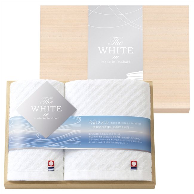 樂天商城 - 今治 ザ ホワイト 日本製 スリムバスタオル&フェイスタオル（木箱入） 65525 内祝 内祝い お祝 御祝 記念品 出産内祝い プレゼント 快気祝い 粗供養 引出物
