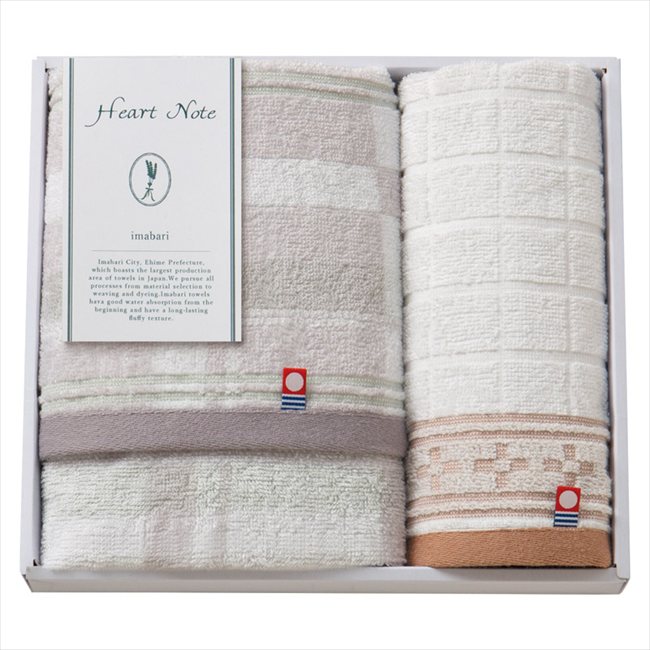 今治タオル Heart Note フェイスタオル&ウォッシュタオル HN-0021 内祝 内祝い お祝 御祝 記念品 出産内祝い プレゼント 快気祝い 粗供養 引出物