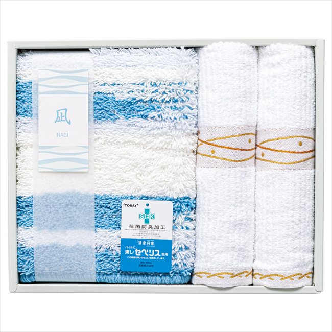 凪 バスマットS&フェイスタオル2P 095858 内祝 内祝い お祝 御祝 記念品 出産内祝い プレゼント 快気祝い 粗供養 引出物