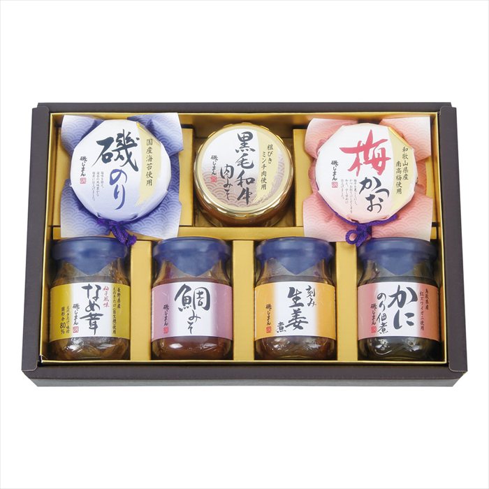 ■お歳暮専用商品となります。商品出荷日：11月4日から12月10日ごろ 鯛みそ（100g）・磯のり・黒毛和牛肉みそ・梅かつお・刻み生姜煮・かにのり佃煮（各90g）・柚子風味なめ茸（85g）×各1 ■商品紹介： ■パッケージサイズ：18.5×29×6.5 ■商品重量（kg）：1.8 ■賞味期限・アレルゲン表示常温1年7ヶ月　小麦・乳・かに メーカー希望小売価格はメーカーカタログに基づいて掲載しています ■さまざまなギフトアイテムをご用意しております。 内祝　内祝い　お祝い返し　ウェディングギフト　ブライダルギフト　引き出物　引出物　結婚引き出物　結婚引出物　結婚内祝い　出産内祝い 命名内祝い　入園内祝い　入学内祝い　卒園内祝い　卒業内祝い　就職内祝い　新築内祝い　引越し内祝い　快気内祝い　開店内祝い　二次会 披露宴　お祝い　御祝　結婚式　結婚祝い　出産祝い　初節句　七五三　入園祝い　入学祝い　卒園祝い　卒業祝い　成人式　就職祝い　昇進祝い 新築祝い　上棟祝い　引っ越し祝い　引越し祝い　開店祝い　退職祝い　快気祝い　全快祝い　初老祝い　還暦祝い　古稀祝い　喜寿祝い　傘寿祝い 米寿祝い　卒寿祝い　白寿祝い　長寿祝い　金婚式　銀婚式　ダイヤモンド婚式　結婚記念日　ギフト　ギフトセット　セット　詰め合わせ　贈答品　お返し お礼　御礼　ごあいさつ　ご挨拶　御挨拶　プレゼント　お見舞い　お見舞御礼　お餞別　引越し　引越しご挨拶　記念日　誕生日　父の日　母の日　敬老の日 記念品　卒業記念品　定年退職記念品　ゴルフコンペ　コンペ景品　景品　賞品　粗品　お香典返し　香典返し　志　満中陰志　弔事　会葬御礼　法要 法要引き出物　法要引出物　法事　法事引き出物　法事引出物　忌明け　四十九日　七七日忌明け志　一周忌　三回忌　回忌法要　偲び草　粗供養　初盆 供物　お供え　お中元　御中元　お歳暮　御歳暮　お年賀　御年賀　残暑見舞い　年始挨拶　ボーリング大会　景品　レミパン　ゼリー　スターバックス 千疋屋　結婚式　そうめん　ローラアシュレイ　プリン　話題　ディズニー　カタログギフト　ティファール　ビタクラフト　ステンレスタンブラー　リラックマ のし無料　メッセージカード無料　ラッピング無料 ギフトにぴったりのアイテムをご紹介！ 贈り物に悩んでいる方へ、心温まるギフトアイテムを取り揃えました。高品質な食品、ふわふわのタオル、美しい食器、そしてセンスあふれる雑貨まで、幅広いラインナップであなたの大切な人への思いを伝えます。 特徴 高品質：厳選された素材と丁寧な製造工程で作られた商品ばかり。どれも長く愛用いただけます。 多用途：どんなシーンでも使える万能アイテムが揃っています。誕生日、結婚祝い、新築祝いなど、さまざまな場面に最適です。 デザイン：シンプルで洗練されたデザインから、カラフルで個性的なものまで、多彩なバリエーションをご用意。 お手頃価格：高品質ながら手ごろな価格で、コストパフォーマンスも抜群。 おすすめの用途とシーン 誕生日プレゼント：大切な人の特別な日を祝うために、実用的かつ心温まるギフトを。食品やタオルは、日常で役立つアイテムとして喜ばれます。 結婚祝い：新しい生活を始めるカップルに、美しい食器やおしゃれな雑貨を。幸せな家庭を築くお手伝いができます。 新築祝い：新しい家に引っ越した友人や家族へ、インテリアにぴったりの雑貨や実用的なタオルを。快適な生活をサポートします。 お返しギフト：感謝の気持ちを込めて、おしゃれで実用的なアイテムを。食品はもちろん、使い心地の良いタオルや美しい食器も喜ばれます。 季節の贈り物：お中元やお歳暮、季節の挨拶として、季節に合ったギフトを。夏には涼しげな雑貨、冬には温かみのあるタオルや食品が最適です。 贈る相手に合わせたおすすめ グルメな方へ：美味しい食品を贈れば、食卓が一層華やかに。特別な時間を演出します。 家庭的な方へ：ふわふわのタオルや使いやすい食器で、日常生活に彩りを。 オシャレな方へ：センスあふれる雑貨で、インテリアを一層魅力的に。 まとめ あなたの気持ちを込めたギフト選びをお手伝いします。どれも心を込めて選んだアイテムばかりです。大切な人への贈り物として、自信を持っておすすめします。 商品概要 [分類] 以下のような商品をお探しの方にオススメです。スイーツ スィーツ スウィーツ Sweets ケーキ お菓子 洋菓子 デザート おやつ 小腹対策 食品 食べ物 / チョコレートケーキ チョコレート ガトーショコラ チーズケーキ 生菓子 生ケーキ ベイクドチーズケーキ [評価・マスコミ] ランキング1位のおすすめ(お勧め オススメ) インスタ映え SNS 評判 今話題の人気商品 [サービス] 以下のサービスをご利用いだだけます。不可の場合あり。お取り寄せ 全国配送 全国発送 オーダー 注文 デリバリー 取寄せ 宅配 ネット通販 持ち運び可 / 送料無料 送料込み 無料ギフト対応 日持ち長い 長期保存 賞味期限が長い 名入れ 当日発送 お急ぎ便 即日配送 即日発送 翌日配送 翌日発送 前日に買う あす楽 明日楽 即納 翌日 あす着 明日届く 配送日指定可 冷凍保存可 冷凍保管 冷凍便 ギフトラッピング ギフト対応 予約 メッセージ付き 有料メッセージカード 有料お誕生日カード ホワイトデー当日お届け可能 [パッケージ] 　 以下のような包装でお届けします。詰め合わせ セット アソート 化粧箱入り ラッピング不要 個包装 小分け 手提げ袋（有償） 2重梱包 [デザイン] 以下のようなイメージをお求めの方におすすめです。お洒落 可愛い ゴージャス 高級感 プレミアム サプライズ感 美しい インパクト 面白い 珍しい 希少 驚き シンプル 上品 スタイリッシュ エレガント モダン [ご用途] 工夫次第で様々な用途でご利用いただけます。贈り物 プレゼント ギフト プチギフト 贈答品 お祝い 御祝い 退職祝い 内祝い 出産祝い 出産内祝い 入学祝い 卒業祝い ご褒美 手土産 お土産 お使い物 お返し お礼 ご挨拶 ご進物 お配り 配る ばらまき バレンタインデー バレンタインデイ ヴァレンタイン 友チョコ 義理チョコ 本命チョコ 逆チョコ バレンタインチョコ ホワイトデー ホワイトデイ ホワイトデーのお返し 七五三 ひな祭り こどもの日 ハロウィン クリスマス お中元 お年賀 ウインターギフト 御中元 御歳暮 サマーギフト 残暑見舞い お歳暮 母の日 父の日 敬老の日 敬老会記念品 敬老会 結婚祝い 結婚内祝い 結婚記念日 結婚式二次会 二次会のプチギフト 結婚披露宴の引き出物 引き菓子 ウエディングパーティー 成人祝い 長寿祝い 還暦祝い 古希祝い 古稀祝い 喜寿祝い 傘寿祝い 米寿祝い 卒寿祝い 白寿祝い 紀寿祝い 百寿祝い 成人式 セレモニー イベント 内祝い 快気祝い 快気内祝い 出産内祝い 出産祝い 記念日 お返し ご進物 御使い物 お礼 ご挨拶 御礼 ご祝儀 祝儀の品 お使い物 ノベルティー 粗品 景品 長寿 法事 法要 仏事 年忌法事 志 粗供養 供養返し 香典返し 満中陰志 御供え お供え 御供物 弔事 七五三 ひな祭り 入学祝い 卒業祝い 卒園祝い 退職祝い 入社祝い 成人式 成人式のお祝い 朝食 食事代わり ティータイム ブレイクタイム ホームパーティー クリスマスケーキ 誕生日プレゼント 誕生祝い バースデーケーキ 学校 会社 職場 法人 取引先 部活 イベント サークル 介護施設 [おすすめの方] 以下のような様々なお客様にお喜びいただいております。10代 20代 30代 40代 50代 60代 70代 80代 90代 100歳以上 お母さん お父さん ママ パパ 兄弟姉妹 彼氏 彼女 恋人 義理の母 叔父さん 親戚の お嬢さん 大家族 家族 赤ちゃん 祖父 祖母 叔父 叔母 孫 おじいちゃん おばあちゃん じいじ ばあば 夫 旦那 妻 奥様 お嫁さん 奥さん 親 両親 娘 同僚 友達 仲間 友人 親友 上司 部下 先輩 後輩 お世話になった方 恩師 先生 大人数 女友達 法人 女性 男性 大人 子ども 子供用 小学生 中学生 高校生 男の子 女の子 辛党 甘党 甘いものが苦手 高齢者 お年寄り [その他おすすめ] 以下のような商品に興味のある方にもオススメです。大量 大量購入 財布に優しい 大人数 業務用 大量スイーツ お試し コスパ良い /