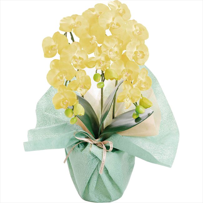 母の日 アーティフィシャルフラワー ミニ胡蝶蘭3本立ち イエロー 25-MD-06-YE ※お届け日5/8～10※日付指定不可 送料無料 母の日 父の日 ギフト お取り寄せ スイーツ